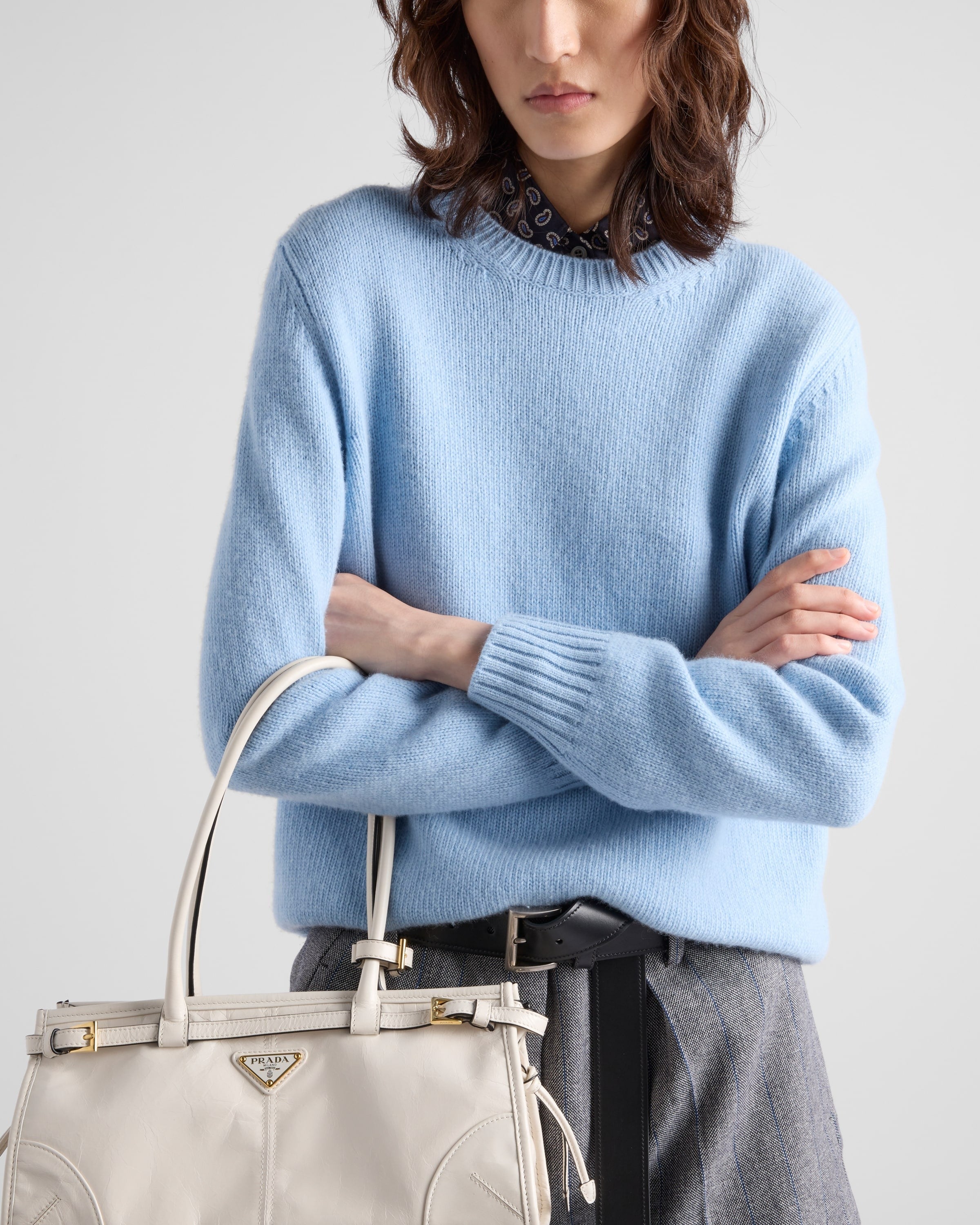 Wool and cashmere crew-neck sweater Sapphire Blue