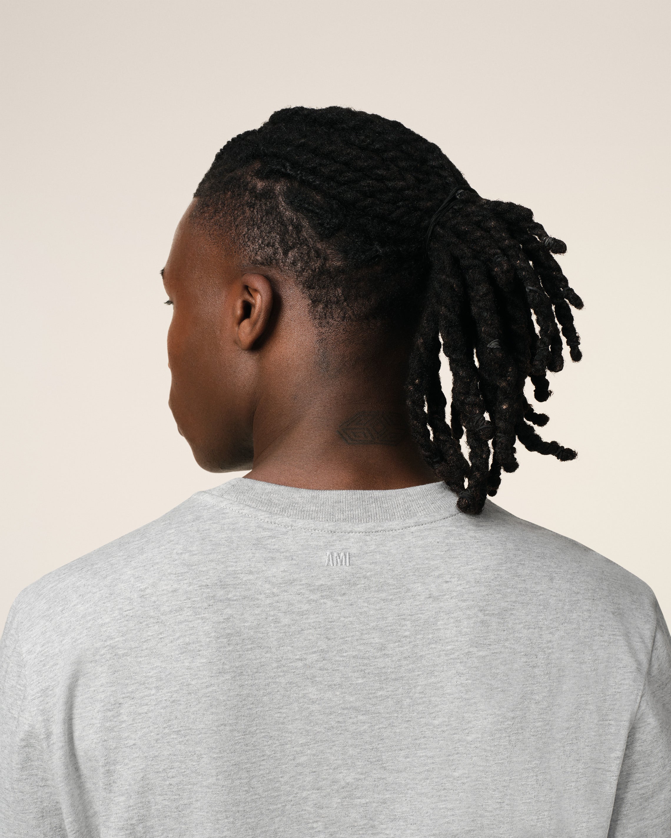 GREY COTTON AMI DE COEUR LONG SLEEVES T-SHIRT HEATHER ASH GREY