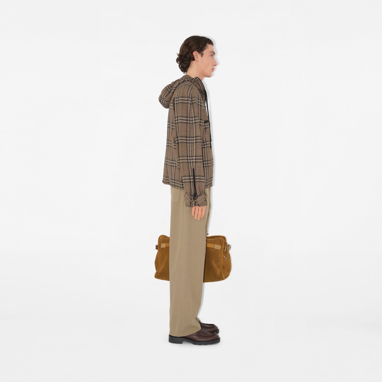 Check Silk Blend Half-zip Jacket - Brush