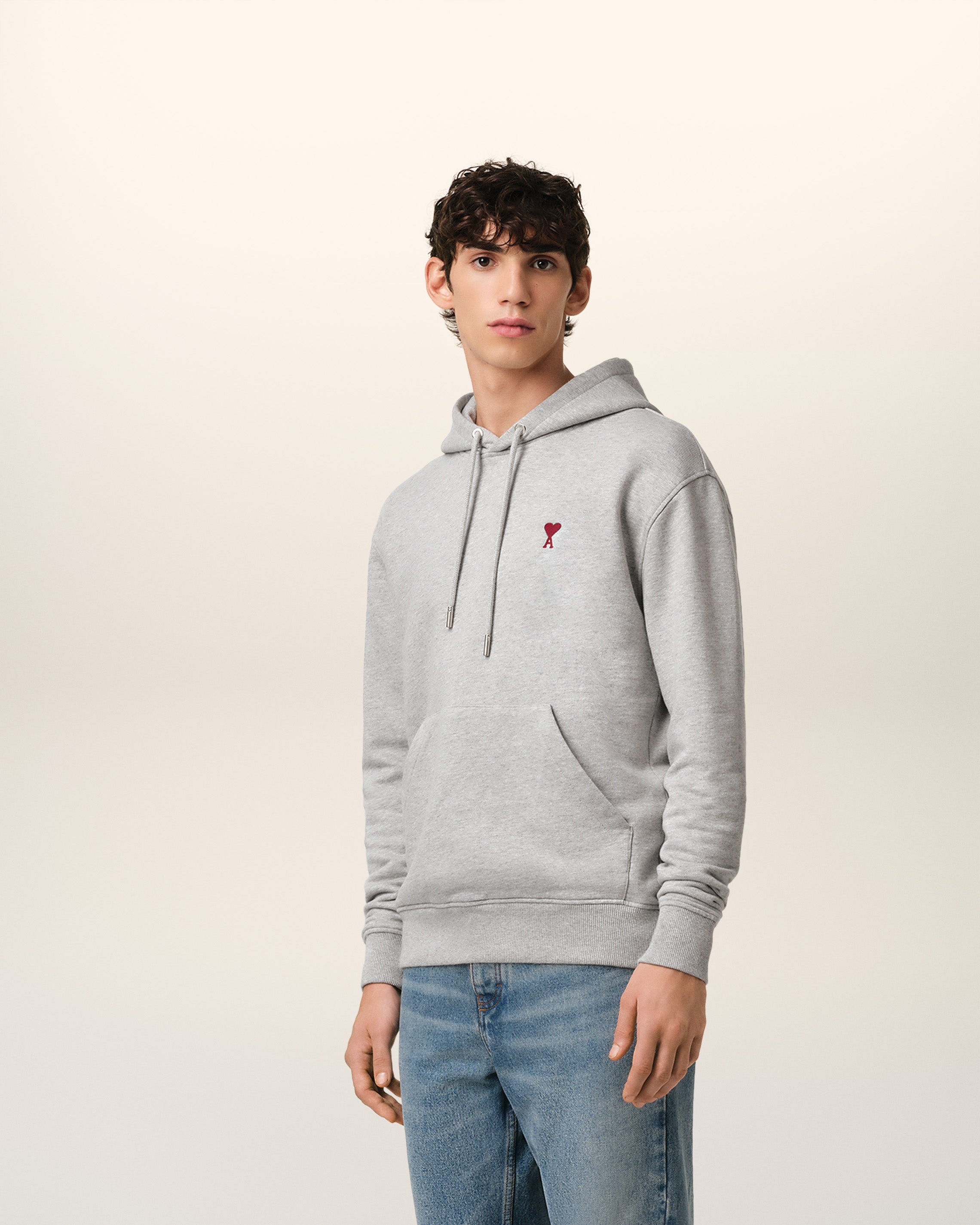 GREY COTTON AMI DE COEUR HOODIE HEATHER ASH GREY
