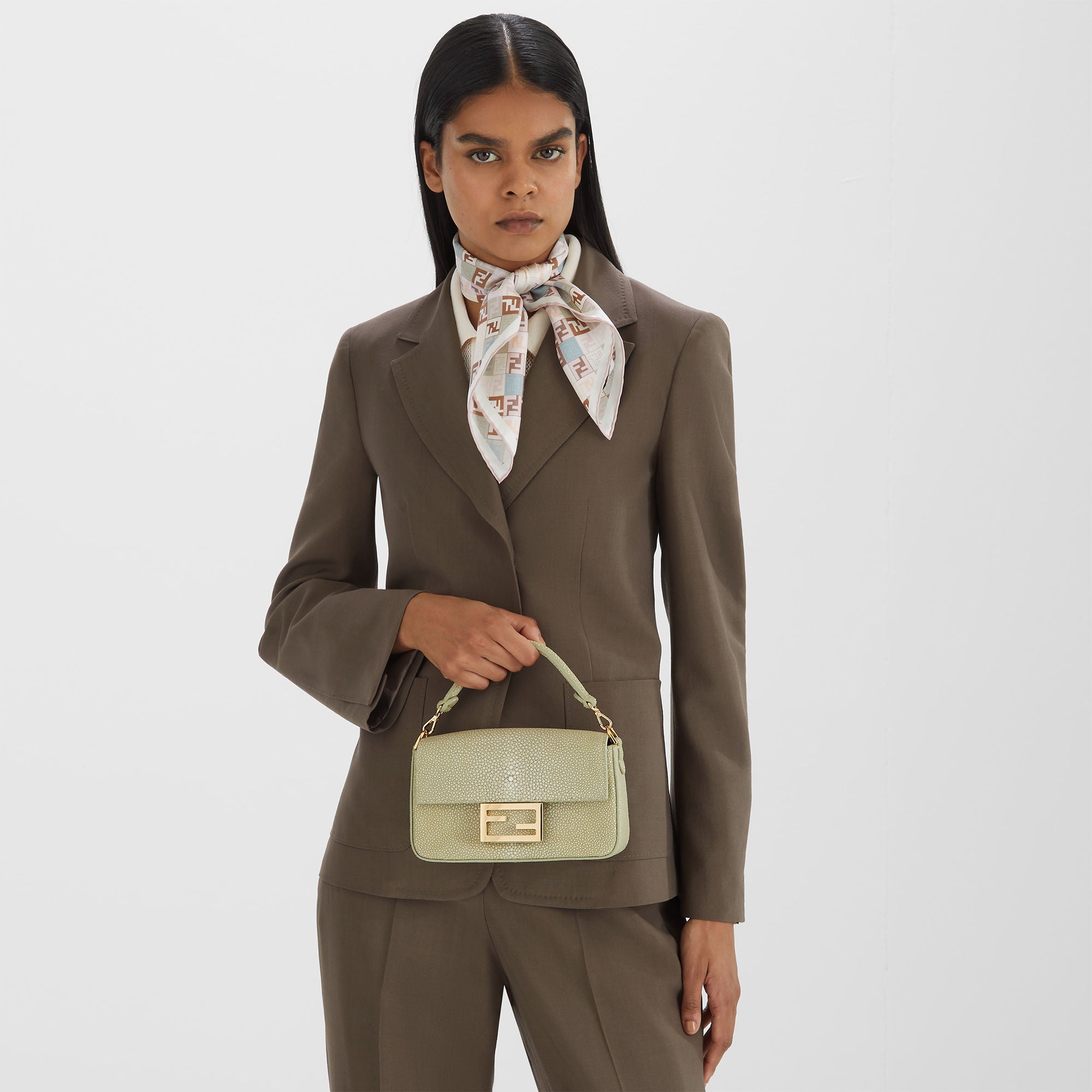 Baguette Mini Sage green stingray leather bag