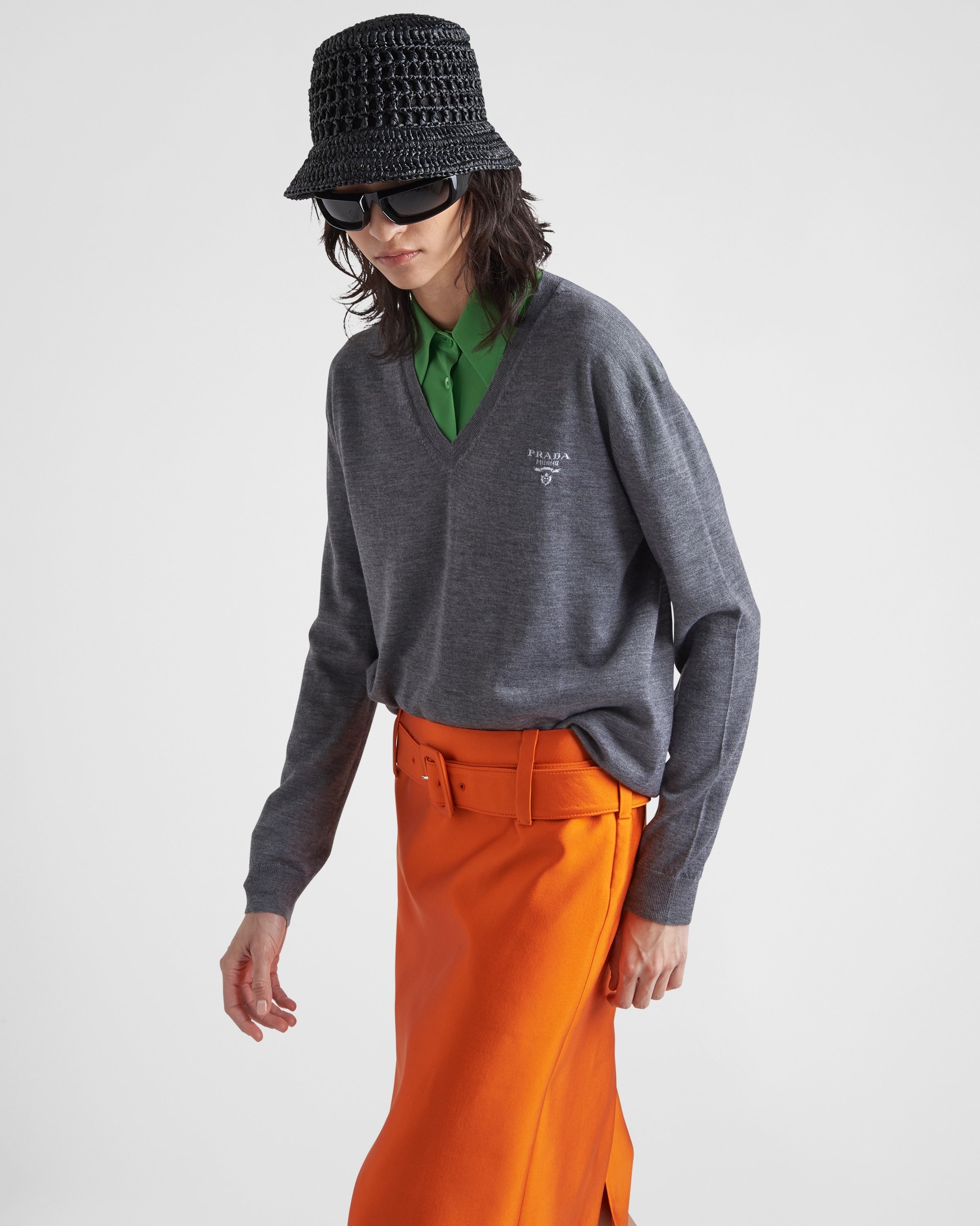 Cashmere V-neck sweater Slate Gray