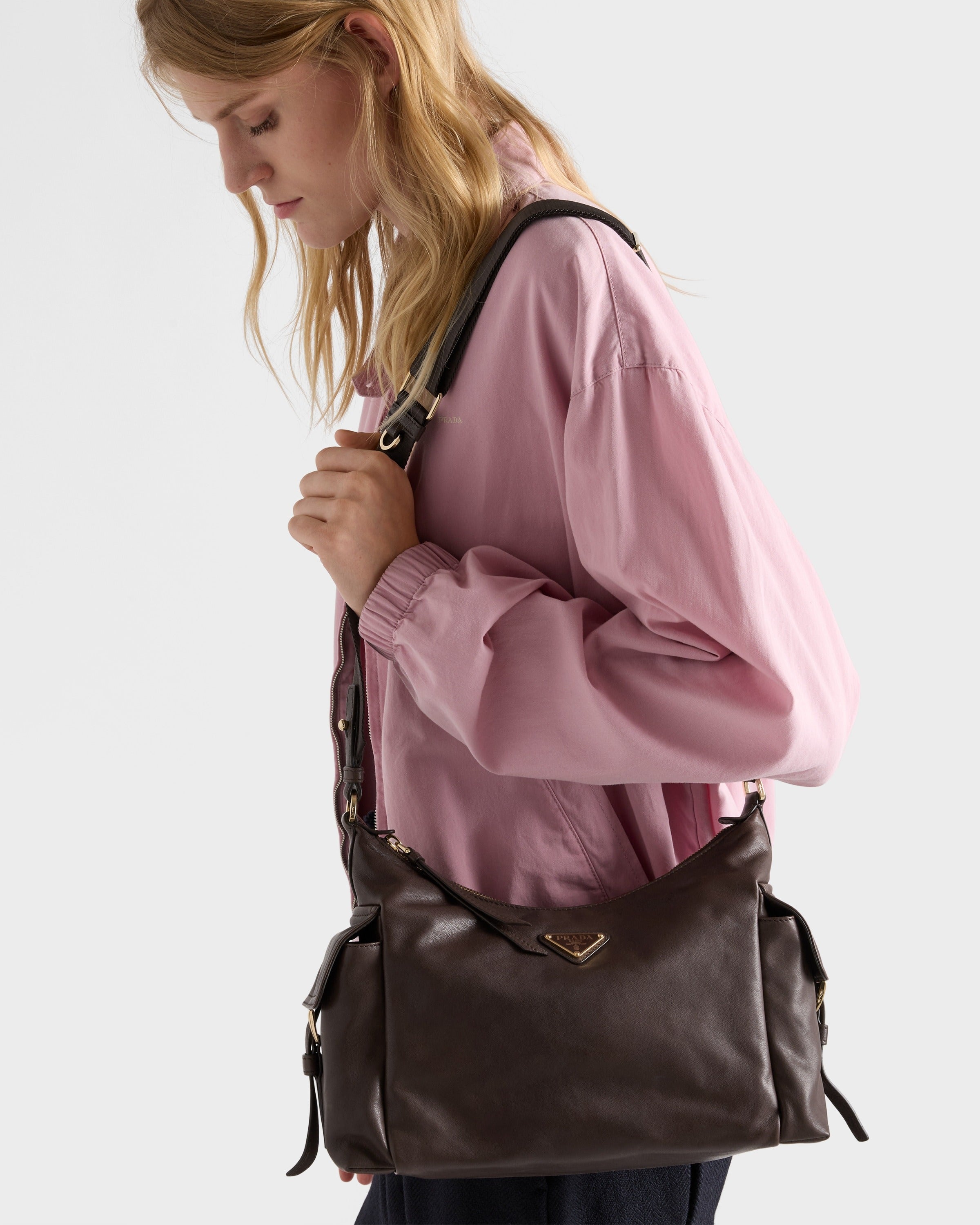 Large Prada Explore nappa leather bag Sienna