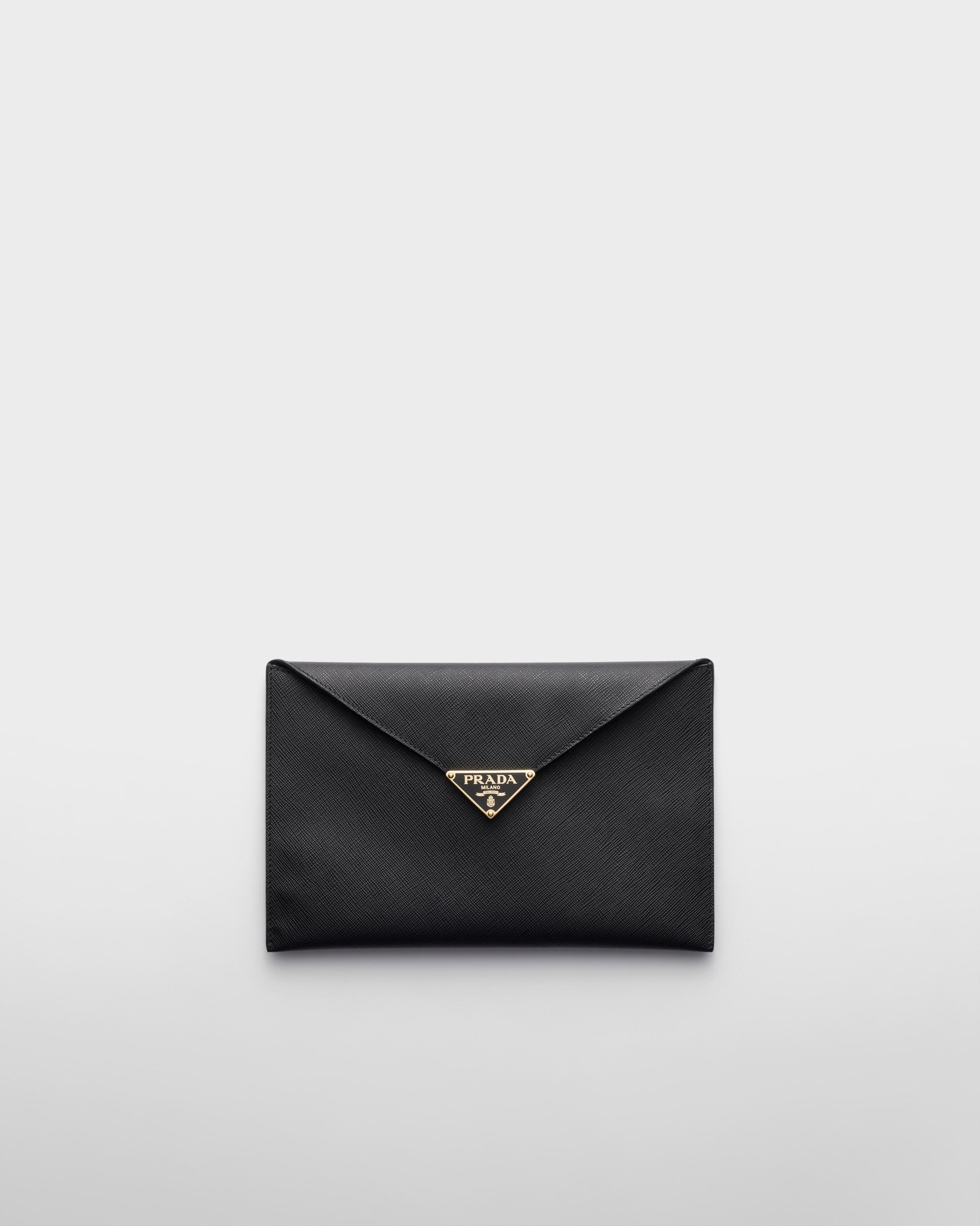 Saffiano leather envelope clutch Black