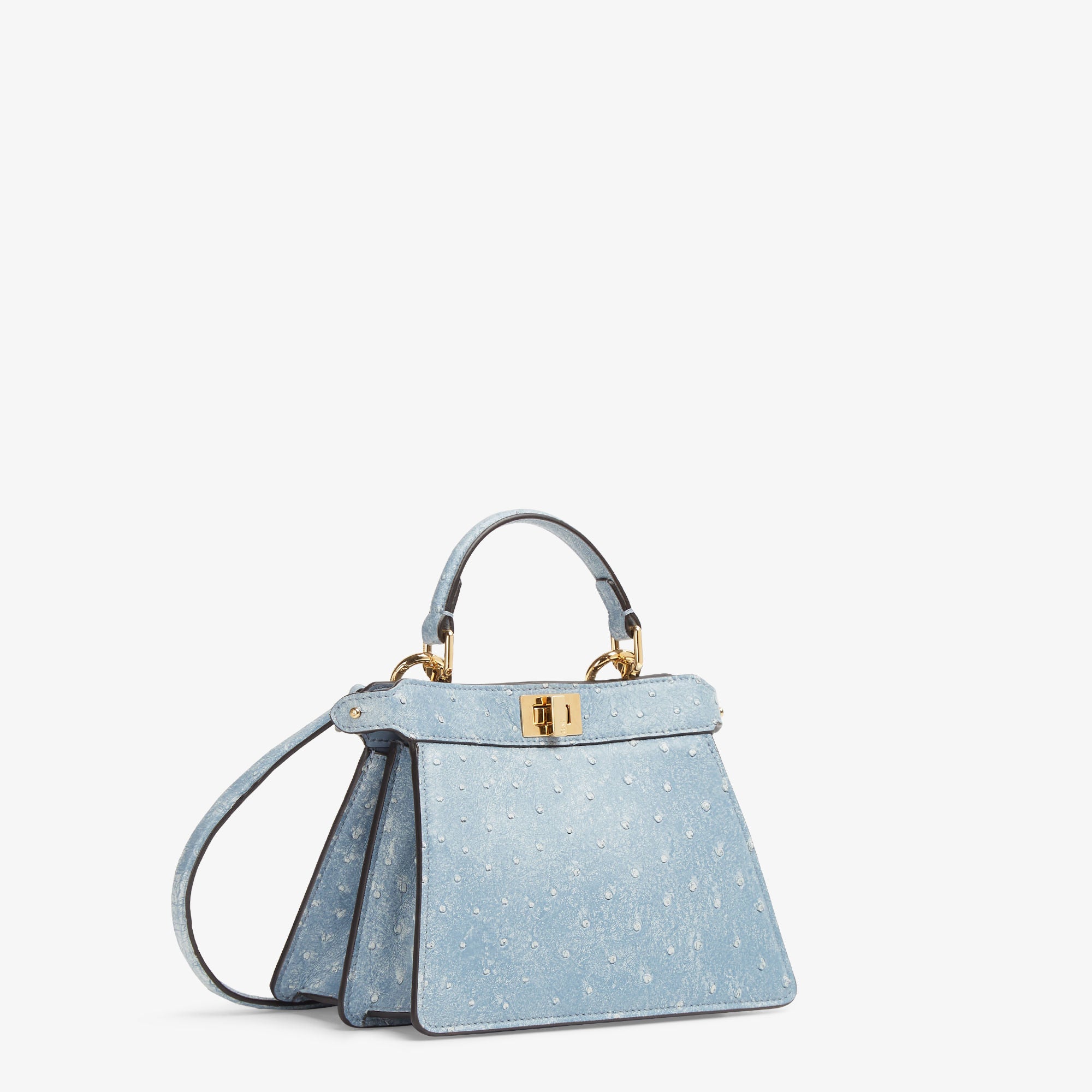 Peekaboo ISeeU Petite Denim-effect blue ostrich leather bag