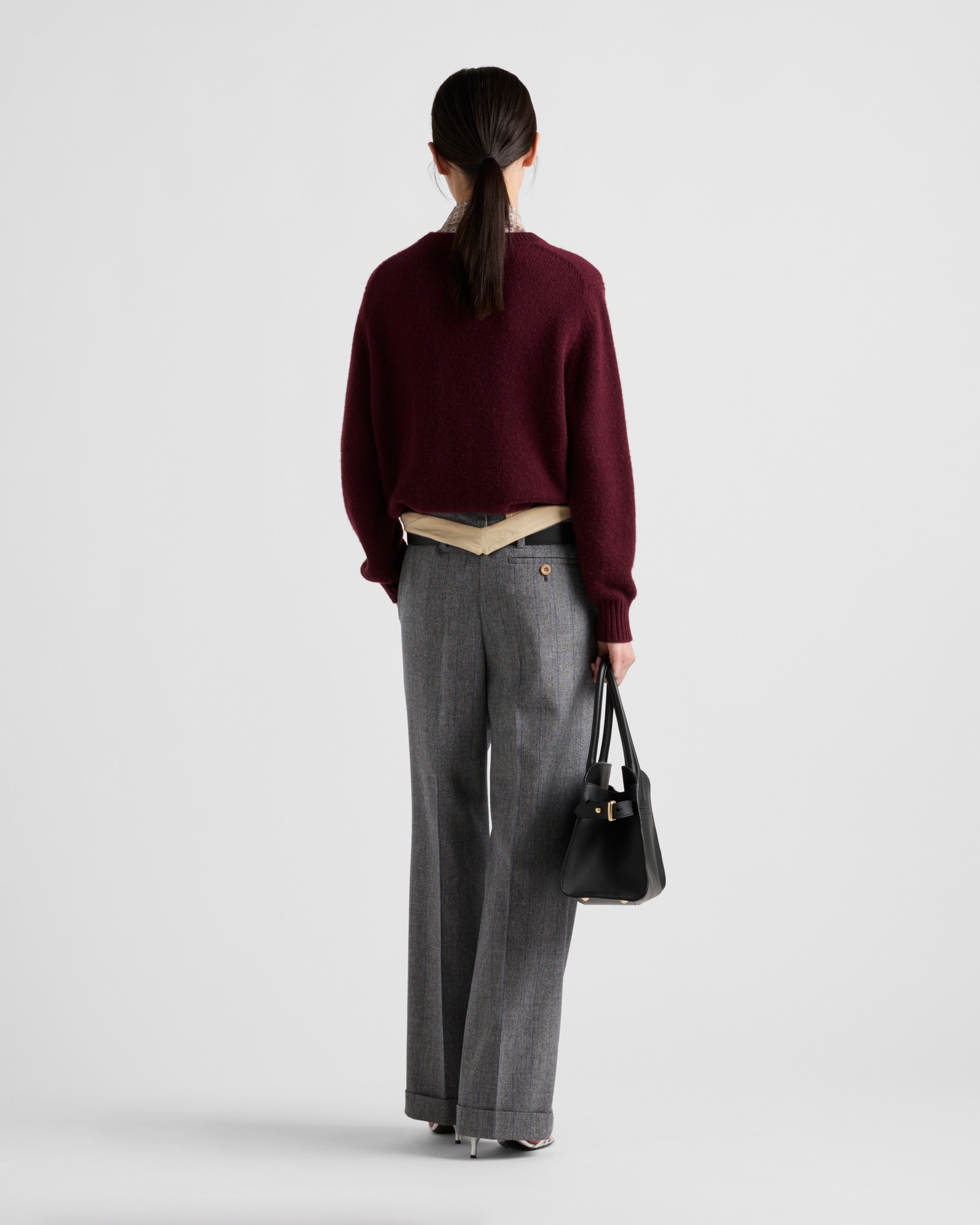 Wool and cashmere crew-neck sweater Amaranth Red/Maize Yellow