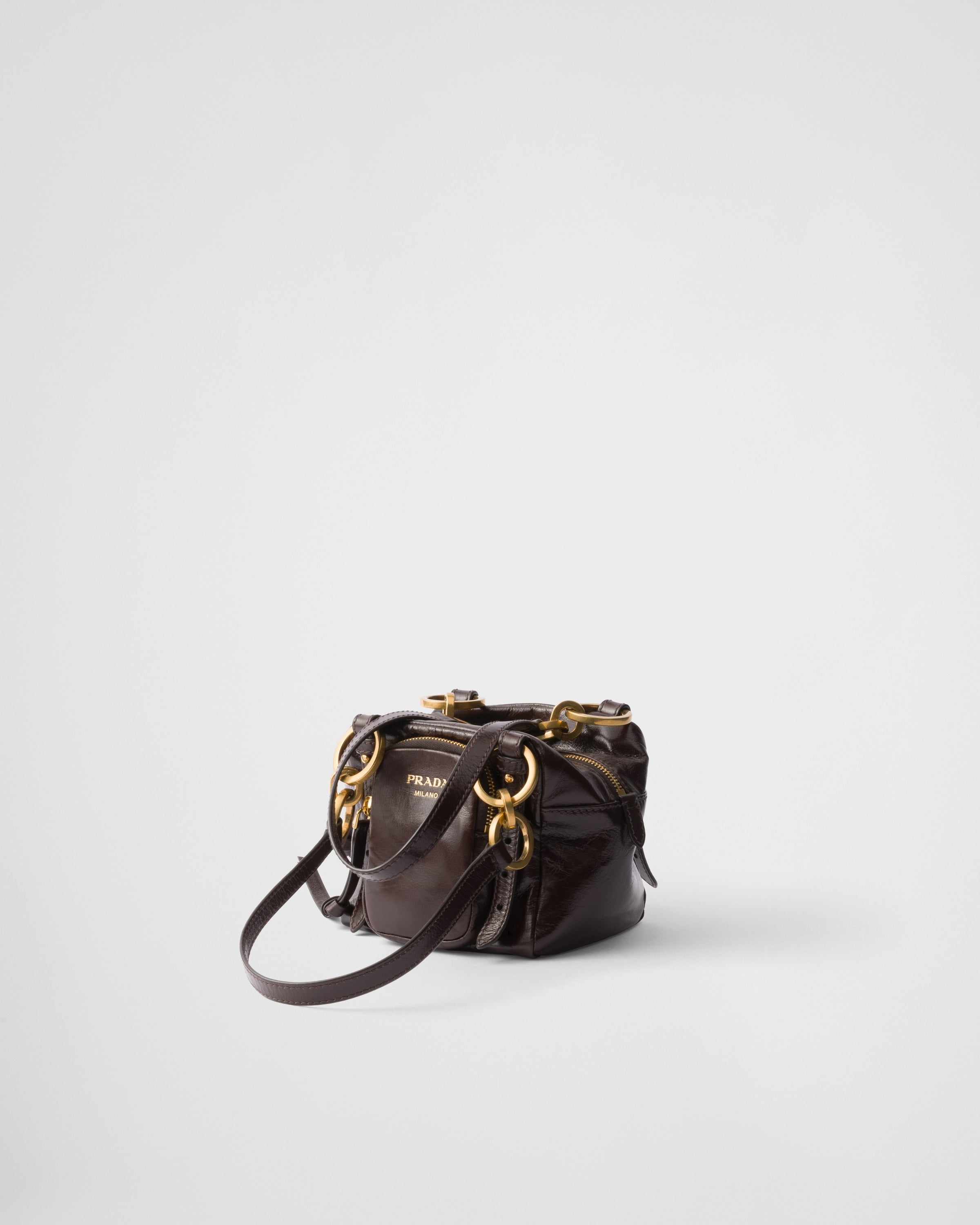 Prada Dangle leather top-handle mini-bag Dark Brown