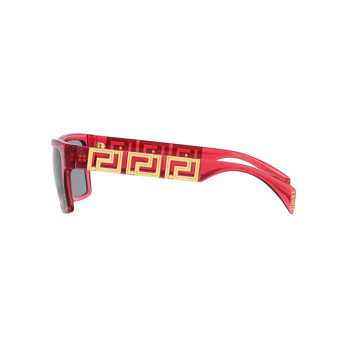 VERSACE VE4445 Transparent Red - Men Luxury Sunglasses, Grey Lens