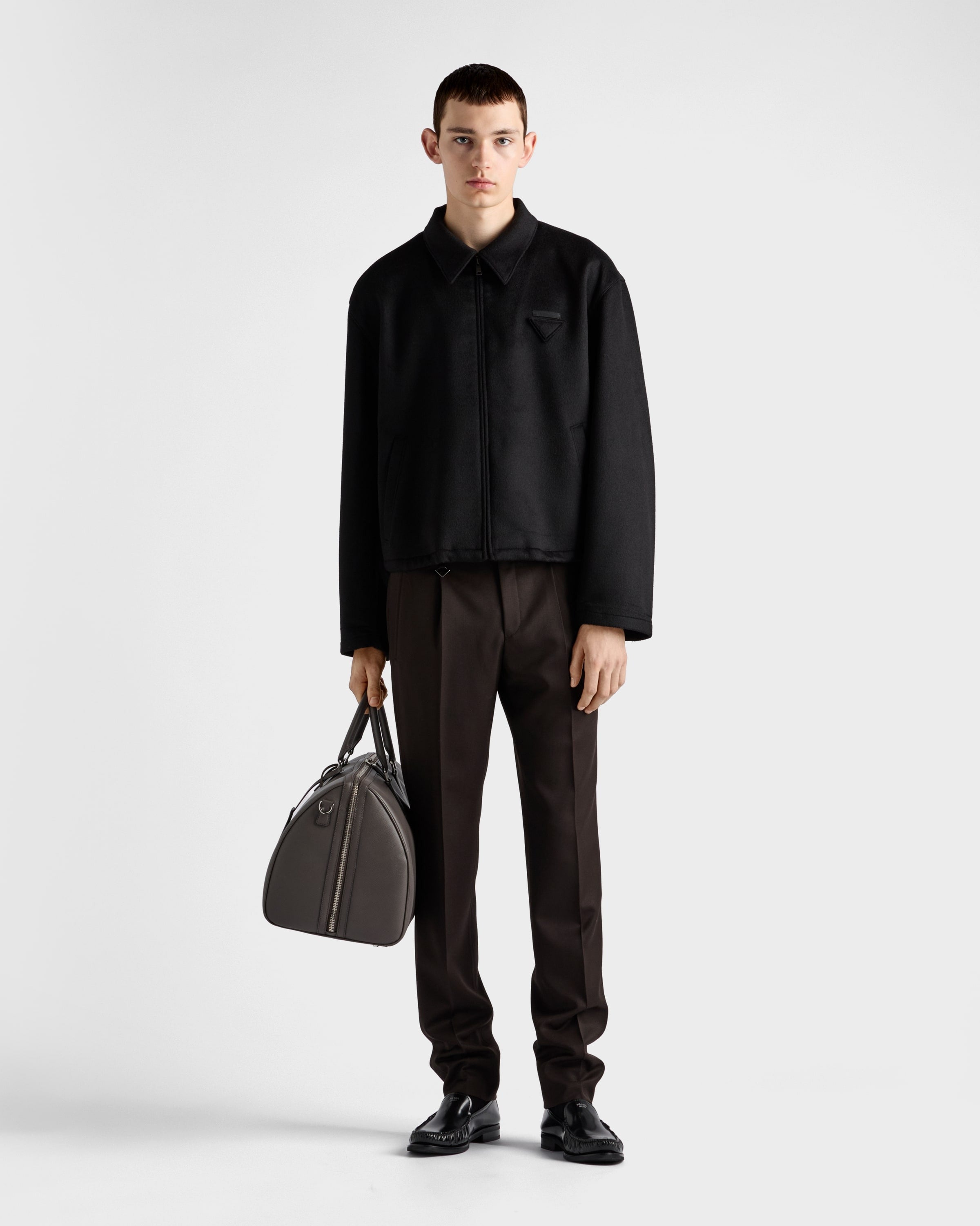 Wool and cashmere blouson jacket Black