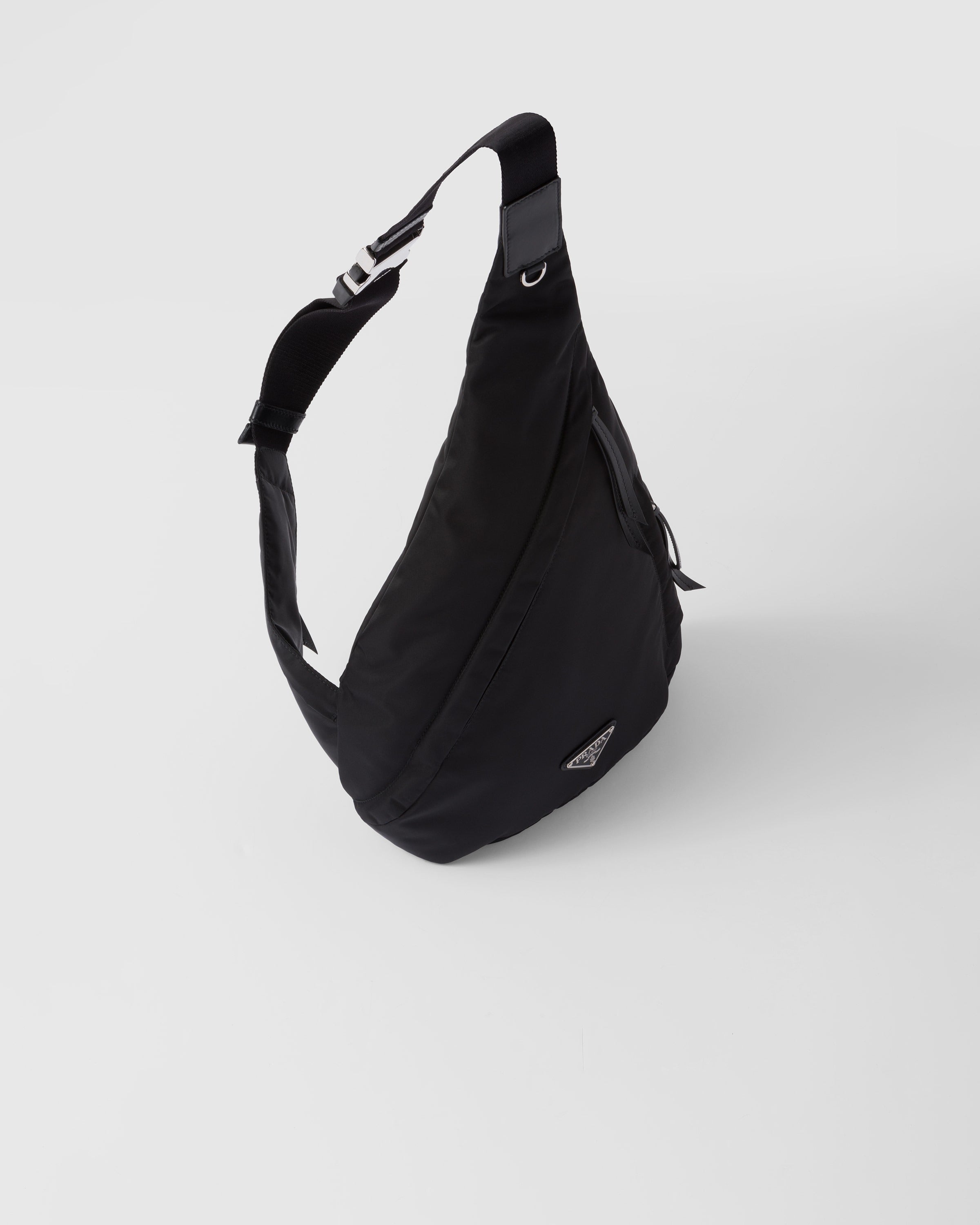 Re-Nylon and leather backpack Black
