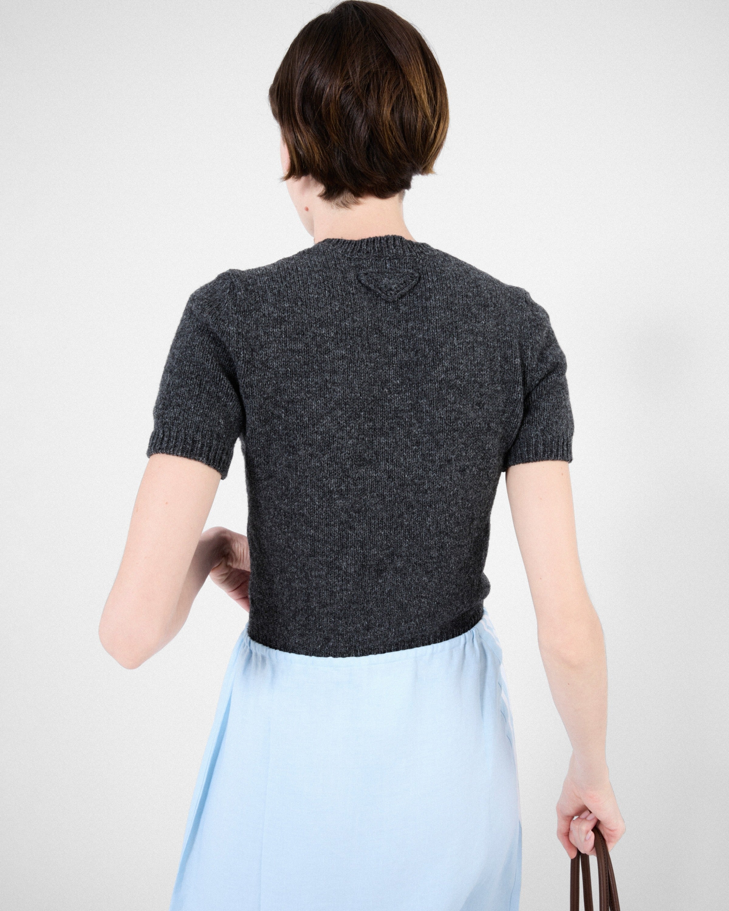 Short-sleeved cashmere sweater Slate Gray