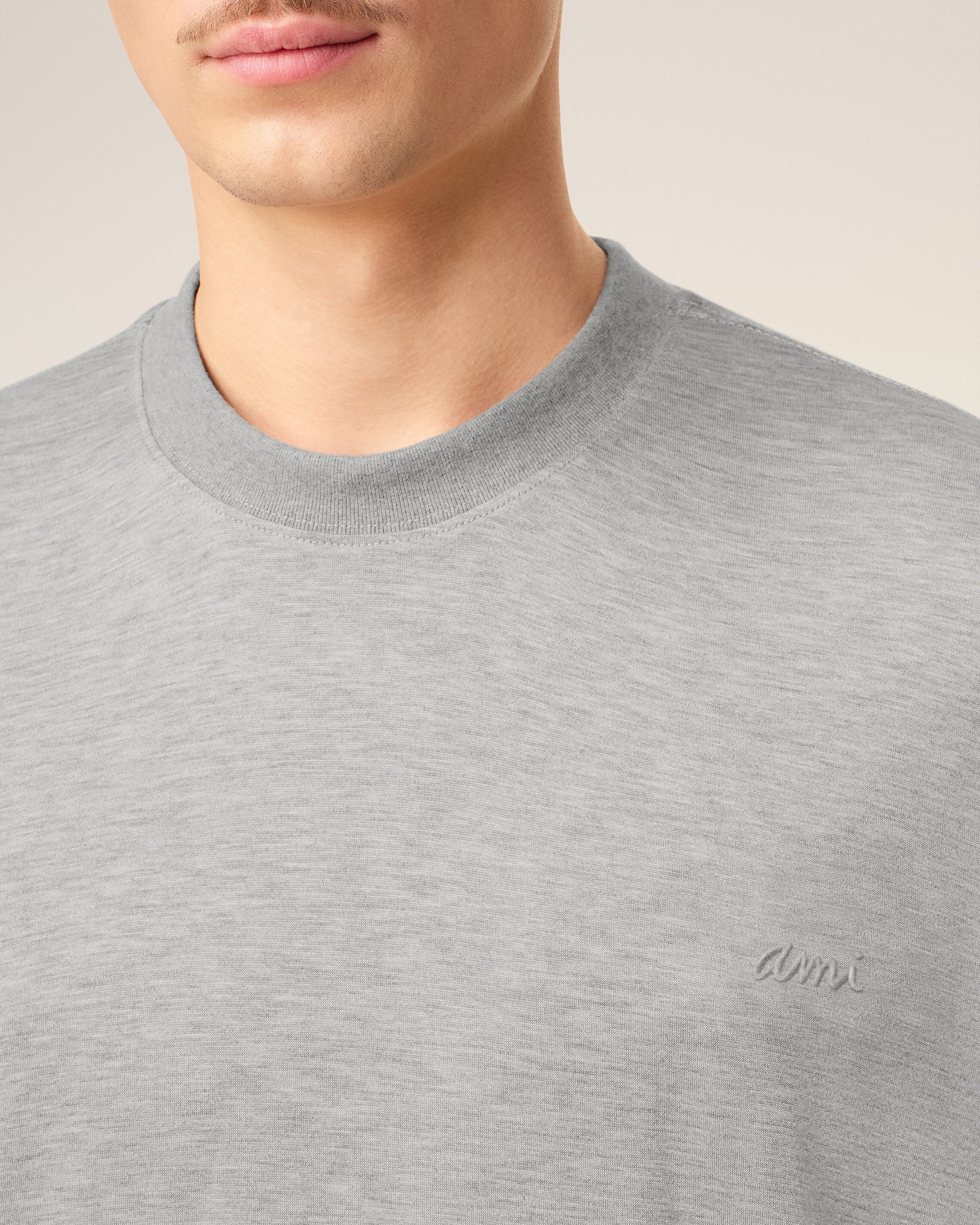 Grey Cotton Short Sleeves T-shirt HEATHER GREY