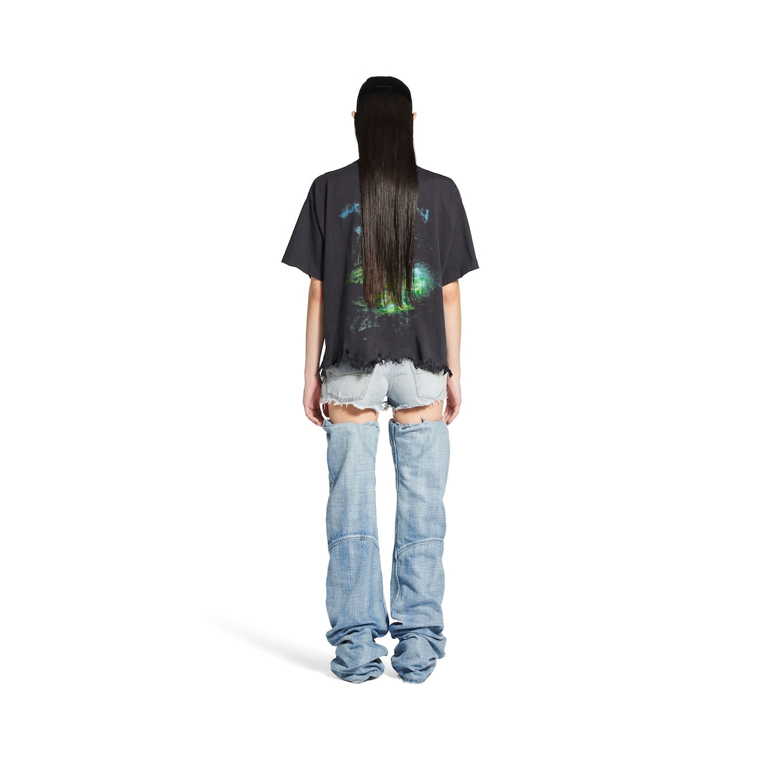 Diy Imprint Cropped T-shirt in Black Faded