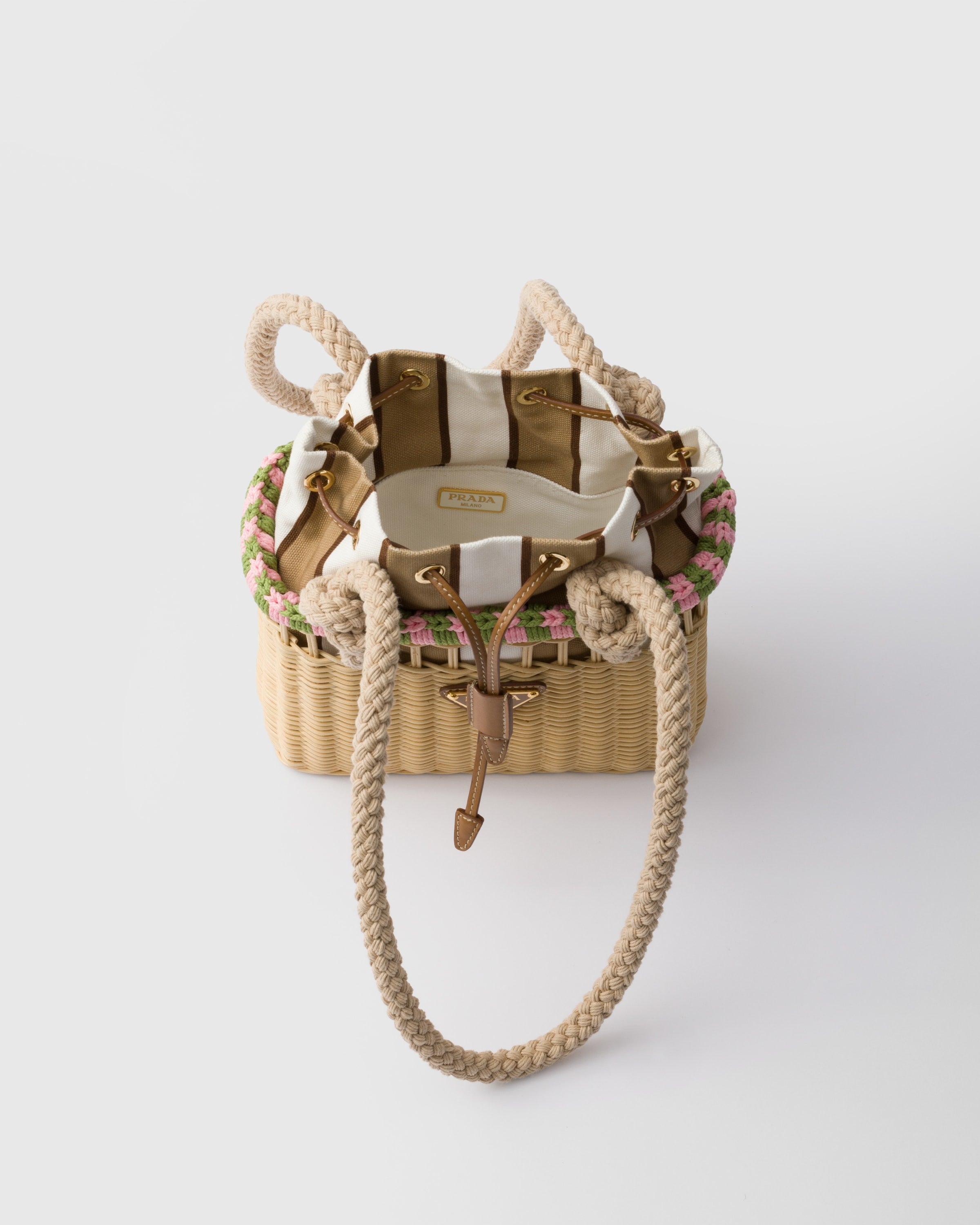 Wicker mini-bag Tan/Petal Pink