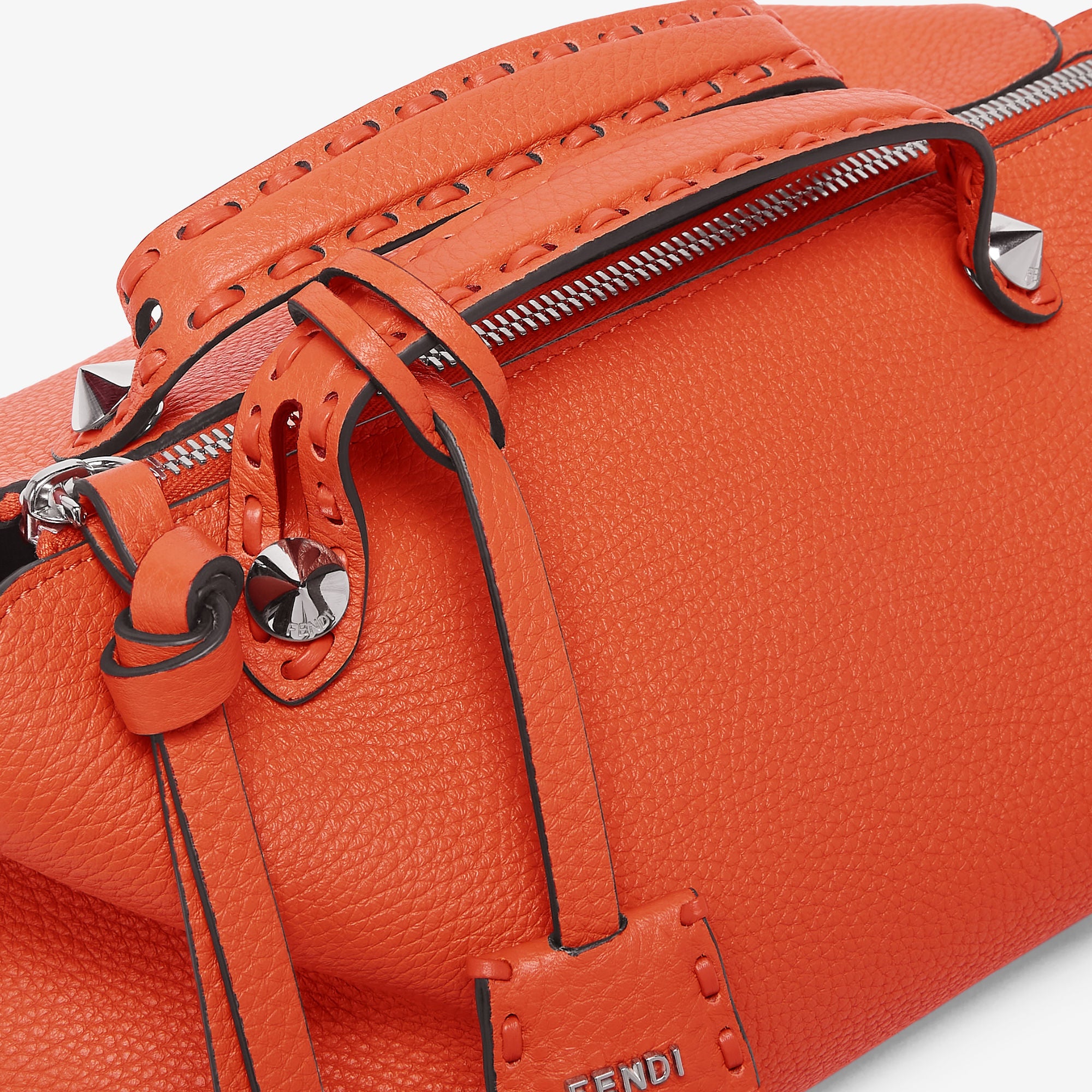 By The Way Selleria Medium Orange Selleria bag with 192 hand-sewn topstitches