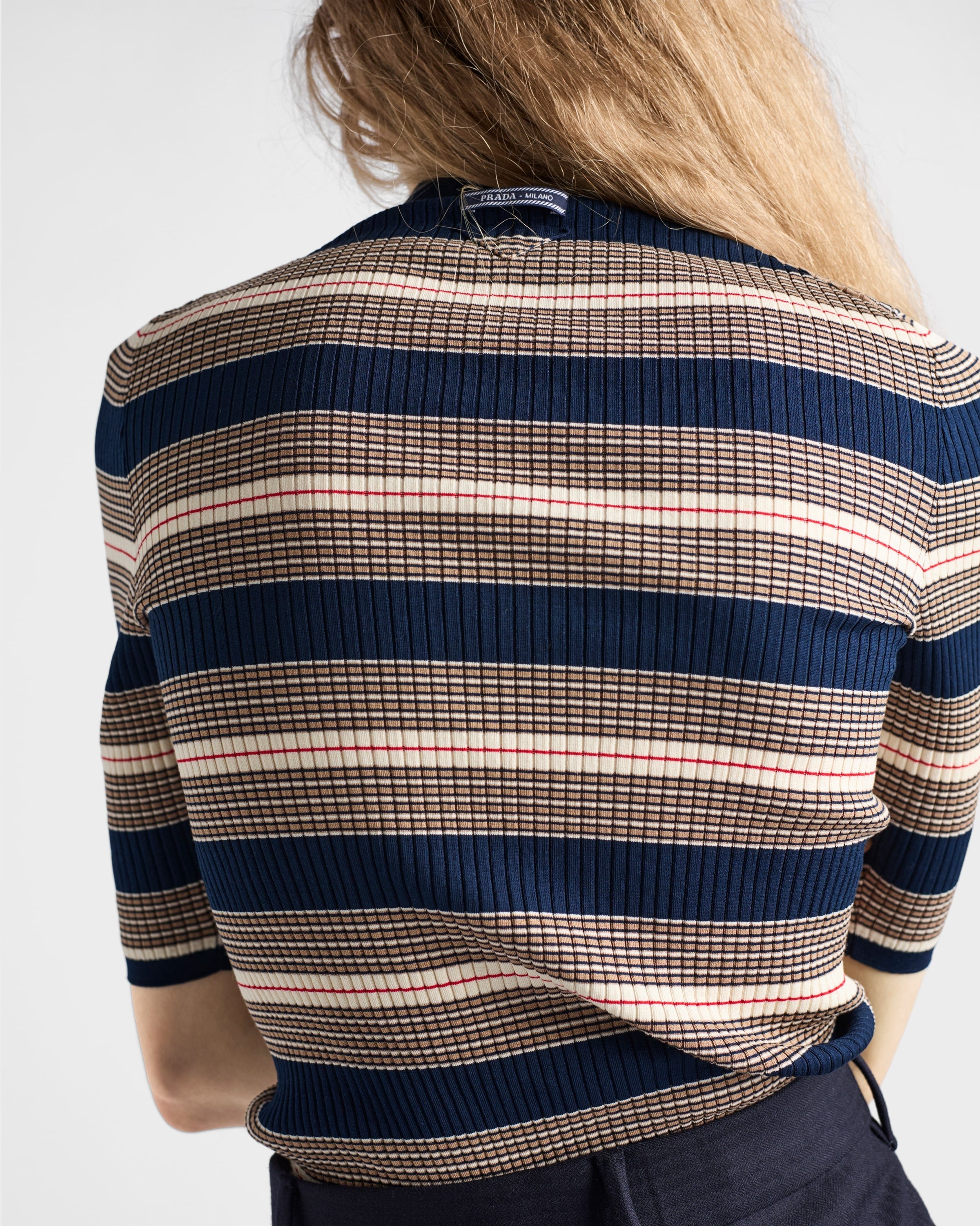 Striped cotton polo shirt Navy
