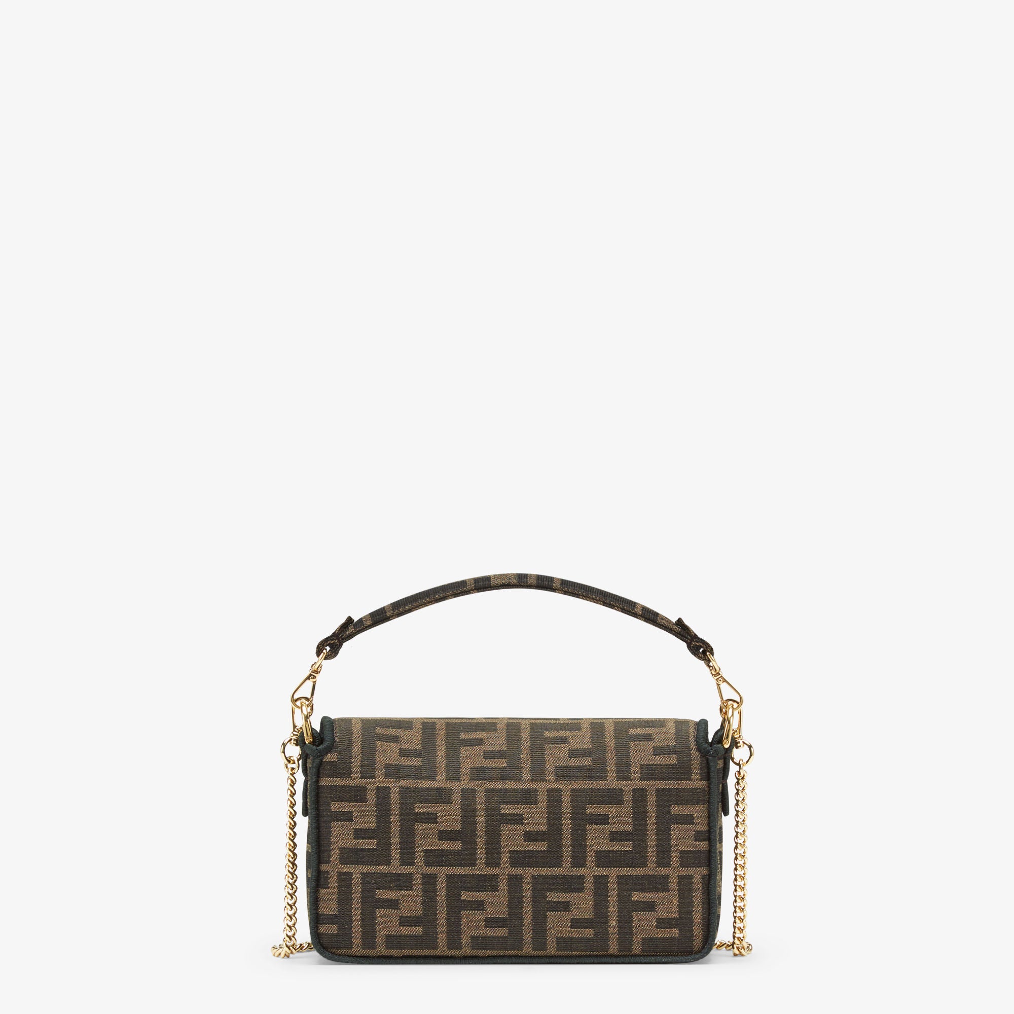 Baguette Mini Brown FF jacquard fabric bag