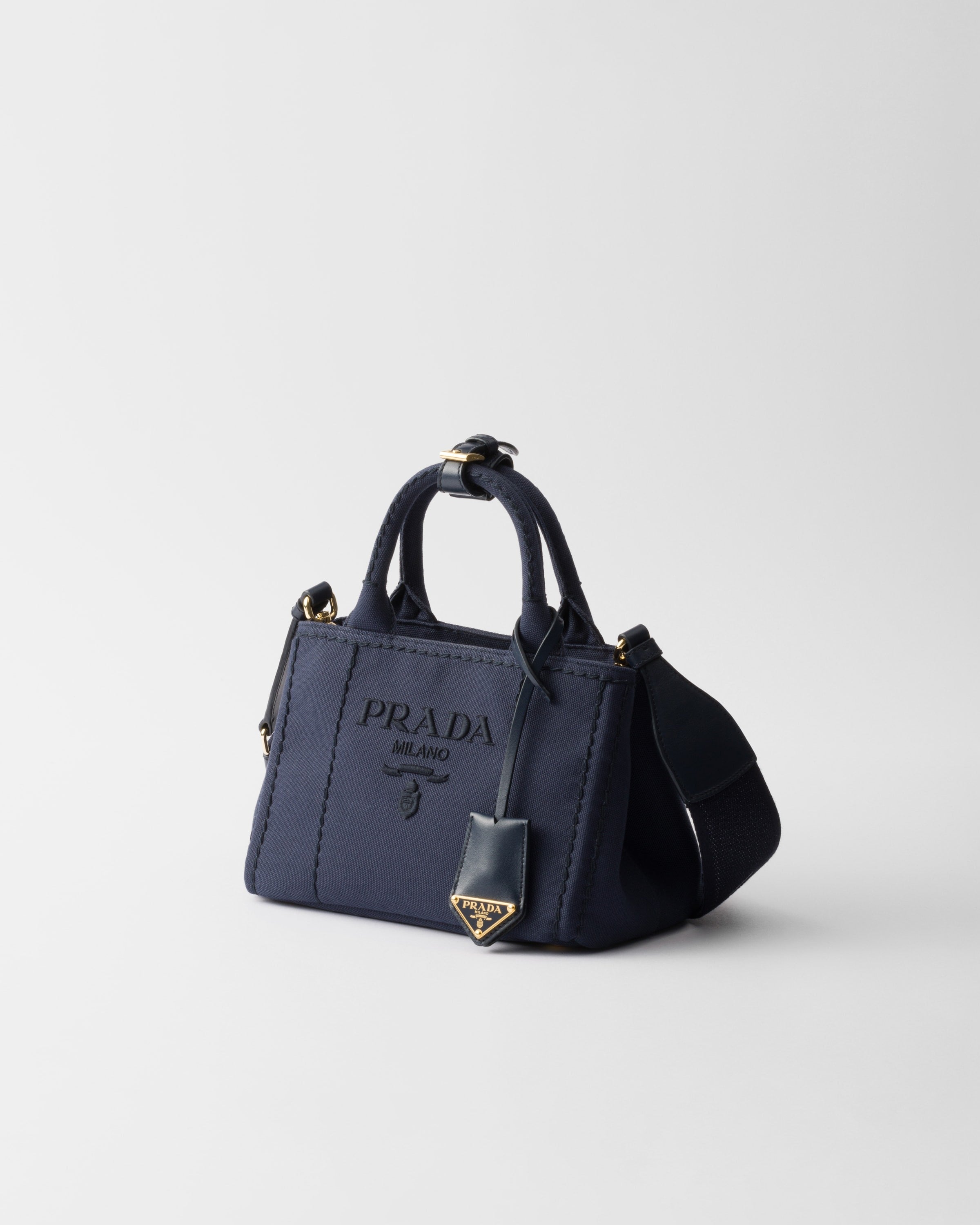 Prada Jardinière cotton canvas mini handbag Baltic Blue