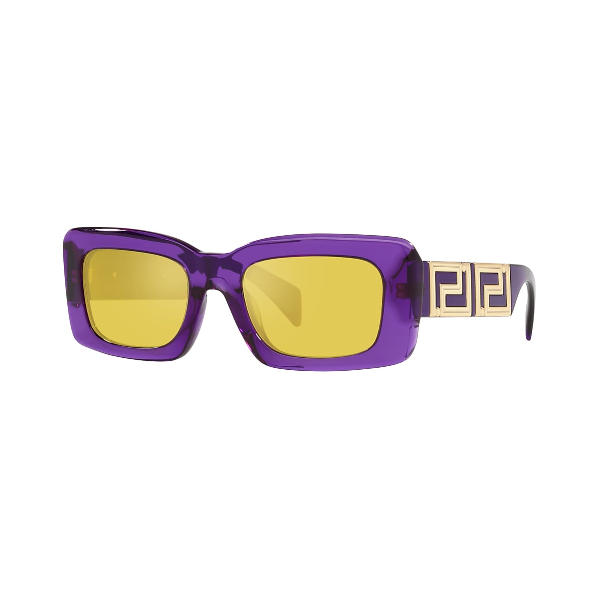 VERSACE VE4444U Transparent Violet - Women Luxury Sunglasses, Yellow Mirror Internal Silver Lens