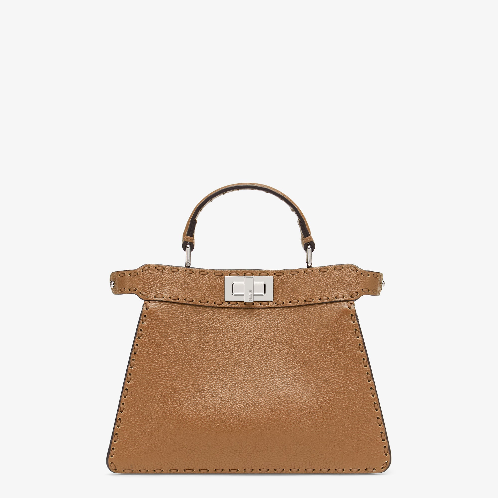 Peekaboo ISeeU Small Coffee-colored Selleria bag with 556 hand-sewn stitches