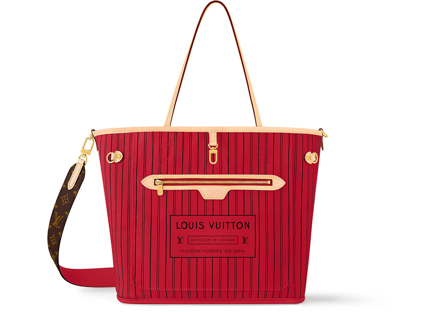 Louis Vuitton Neverfull Bandouliere MM Inside Out Monogram/Rouge Sari