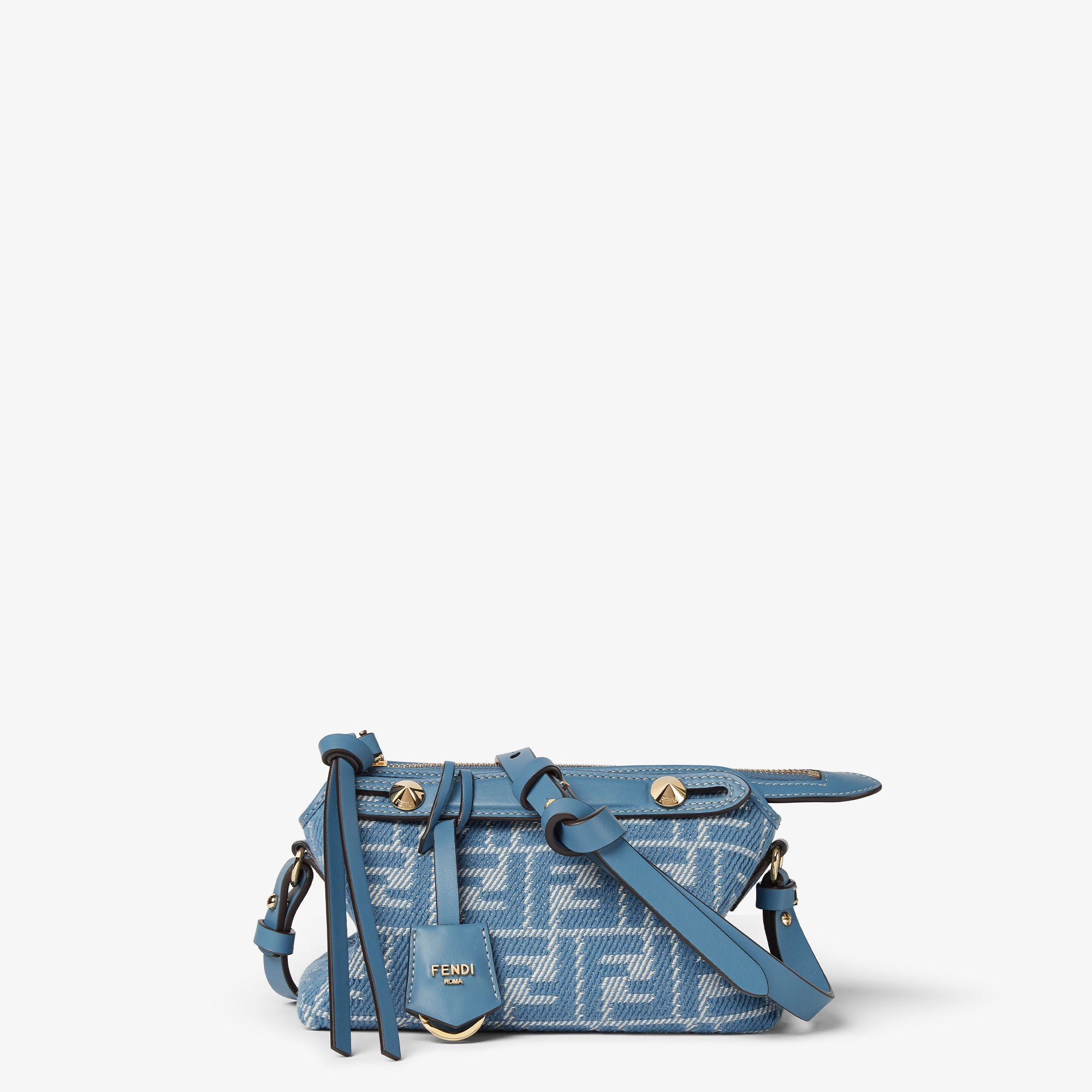 By The Way Soft Mini Blue denim-effect FF jacquard mini-bag