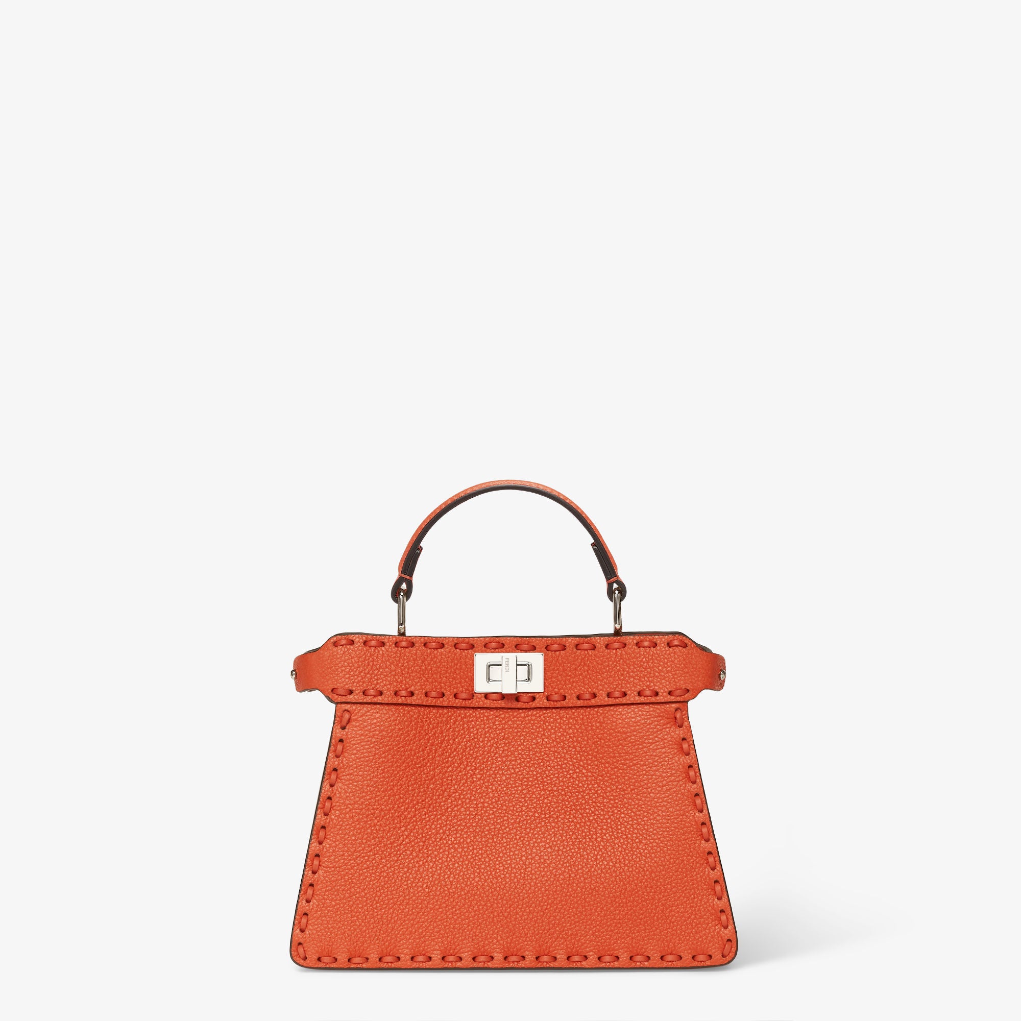 Peekaboo ISeeU Petite Orange Selleria bag with 306 hand-sewn topstitches