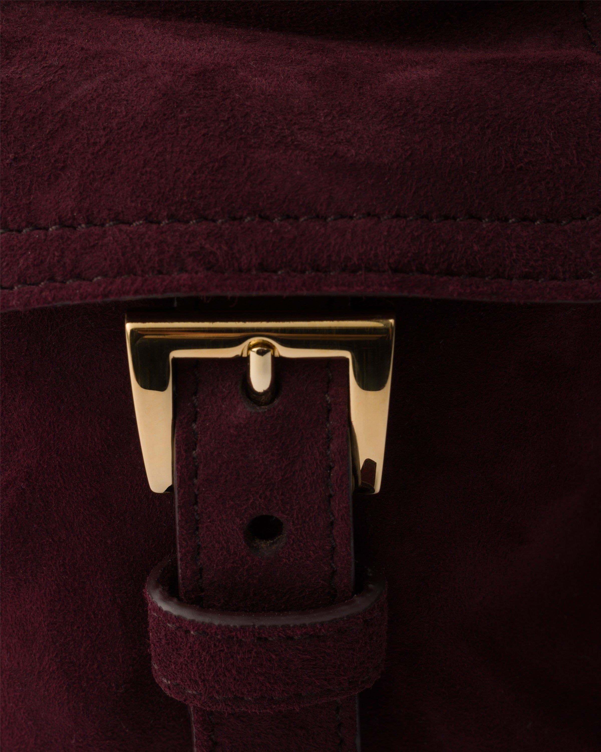Prada Explore medium suede shoulder bag with flap Burgundy