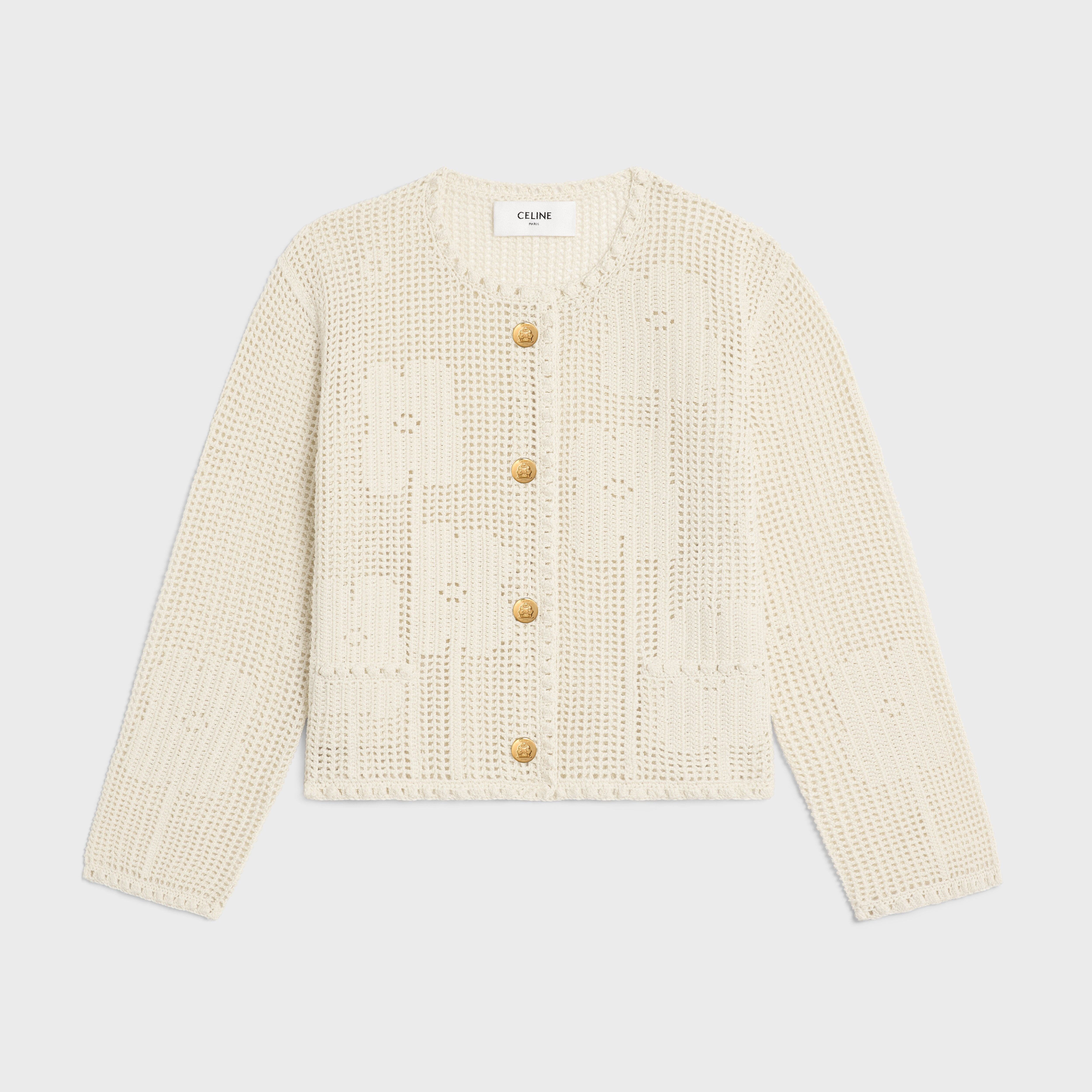 CARDIGAN JACKET IN FLORAL CROCHETED COTTON - OFF WHITE