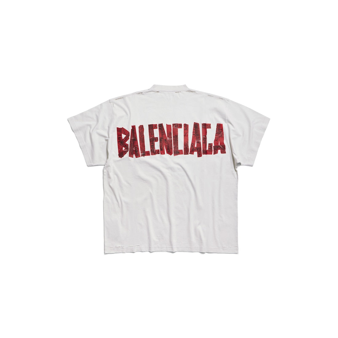 Men's Security Tape Logo Oversized T-shirt in White/Red