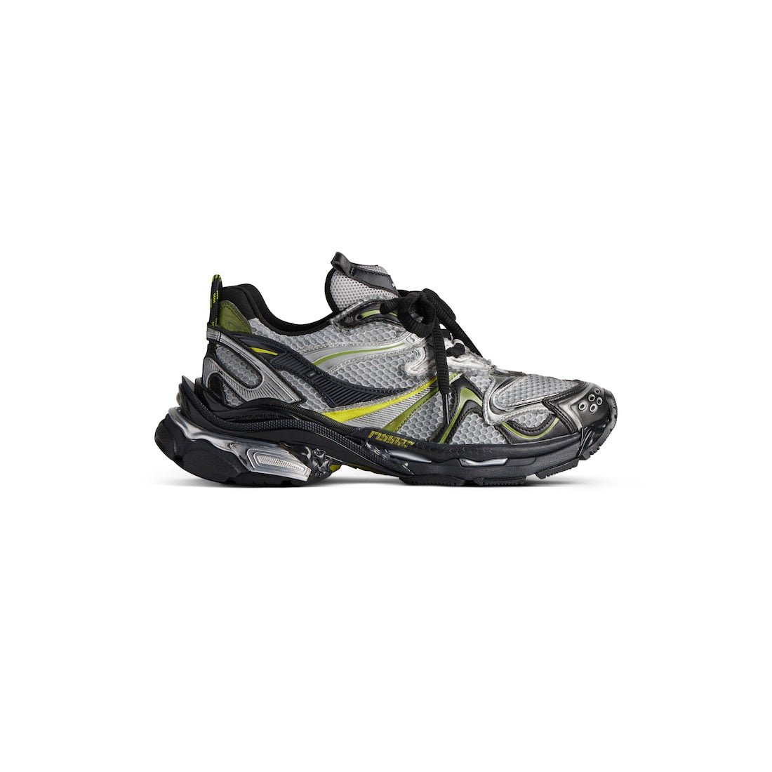 Runner 2.0 Sneaker in silver, grey, kaki and neon yellow mesh, polyurethane and polyester