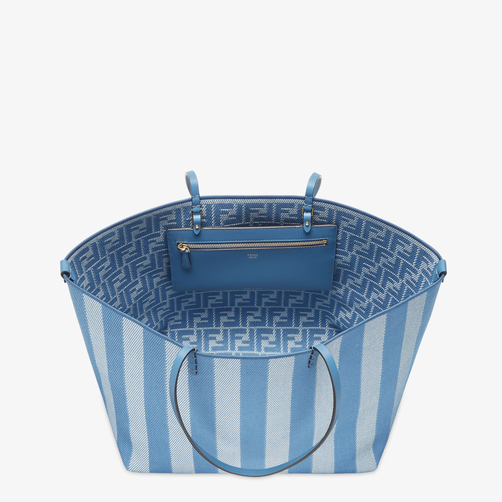 Roll Large Reversible shopper in Pequin striped and blue FF fabric