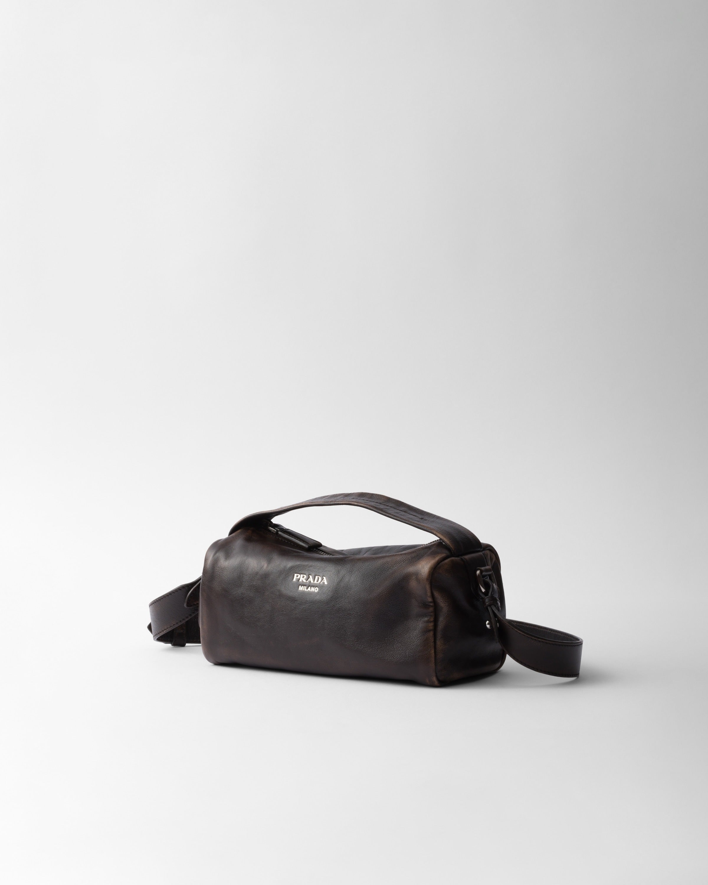 Nappa leather shoulder bag Dark Brown