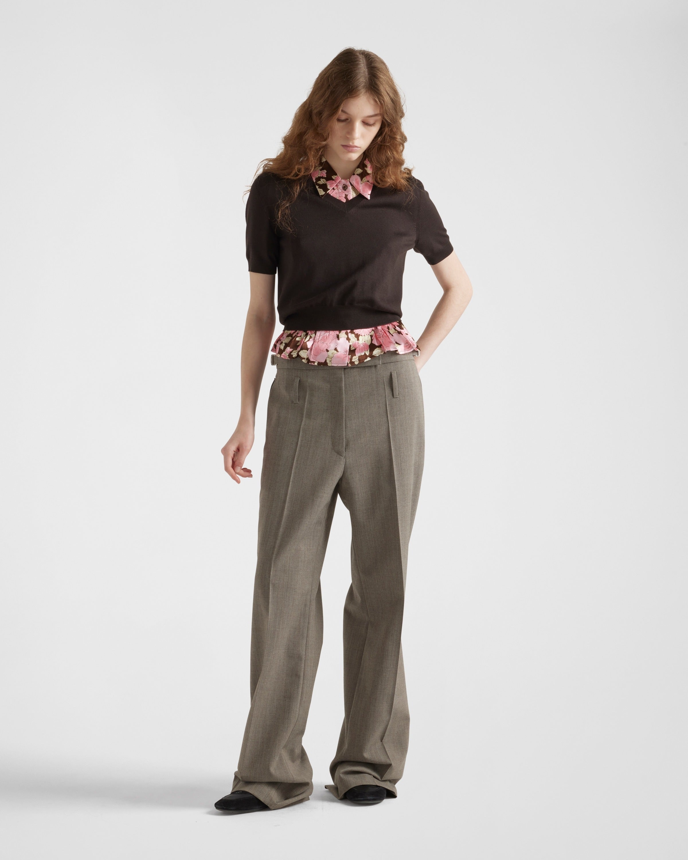 V-neck wool sweater Cocoa Brown