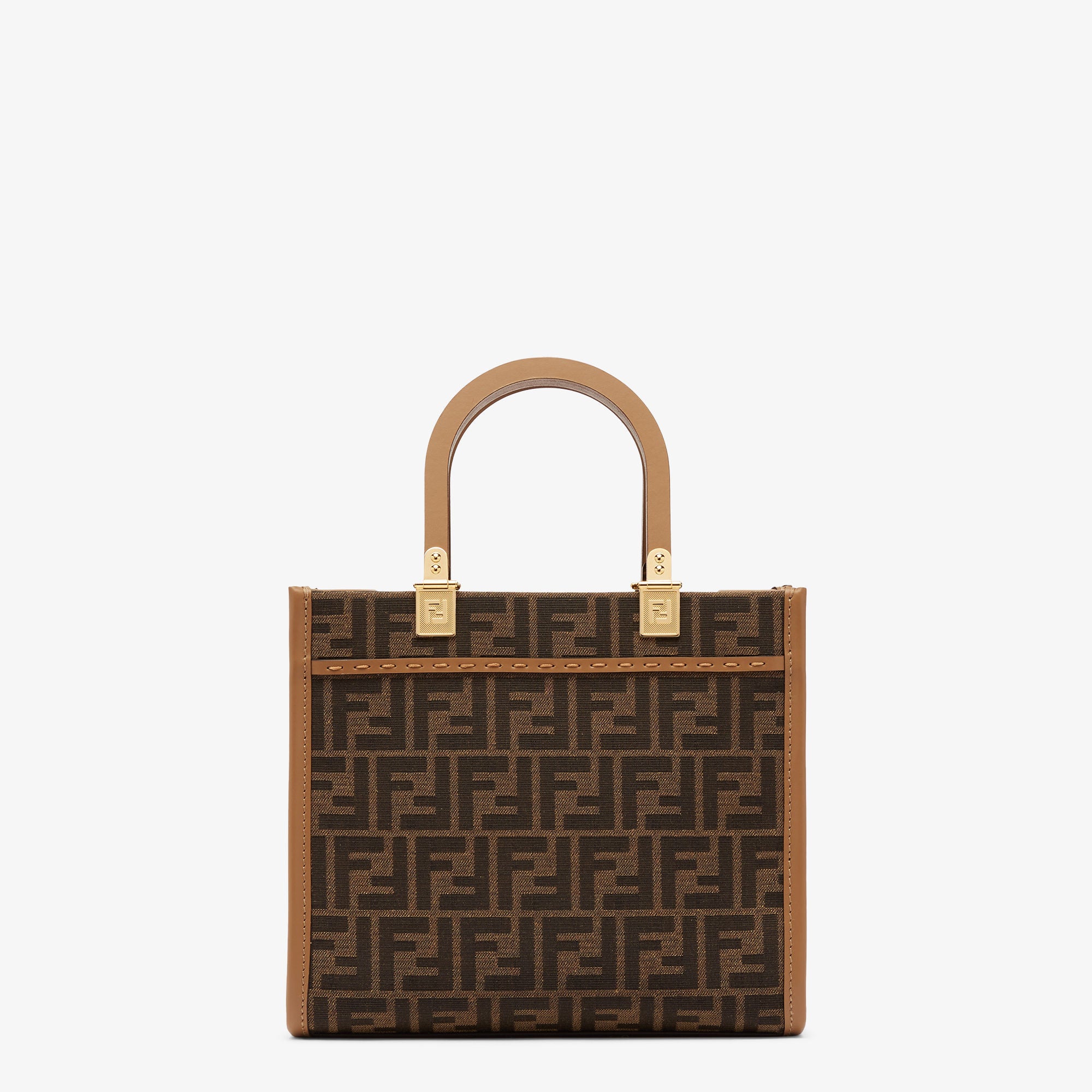 Fendi Sunshine Small Brown FF jacquard fabric bag