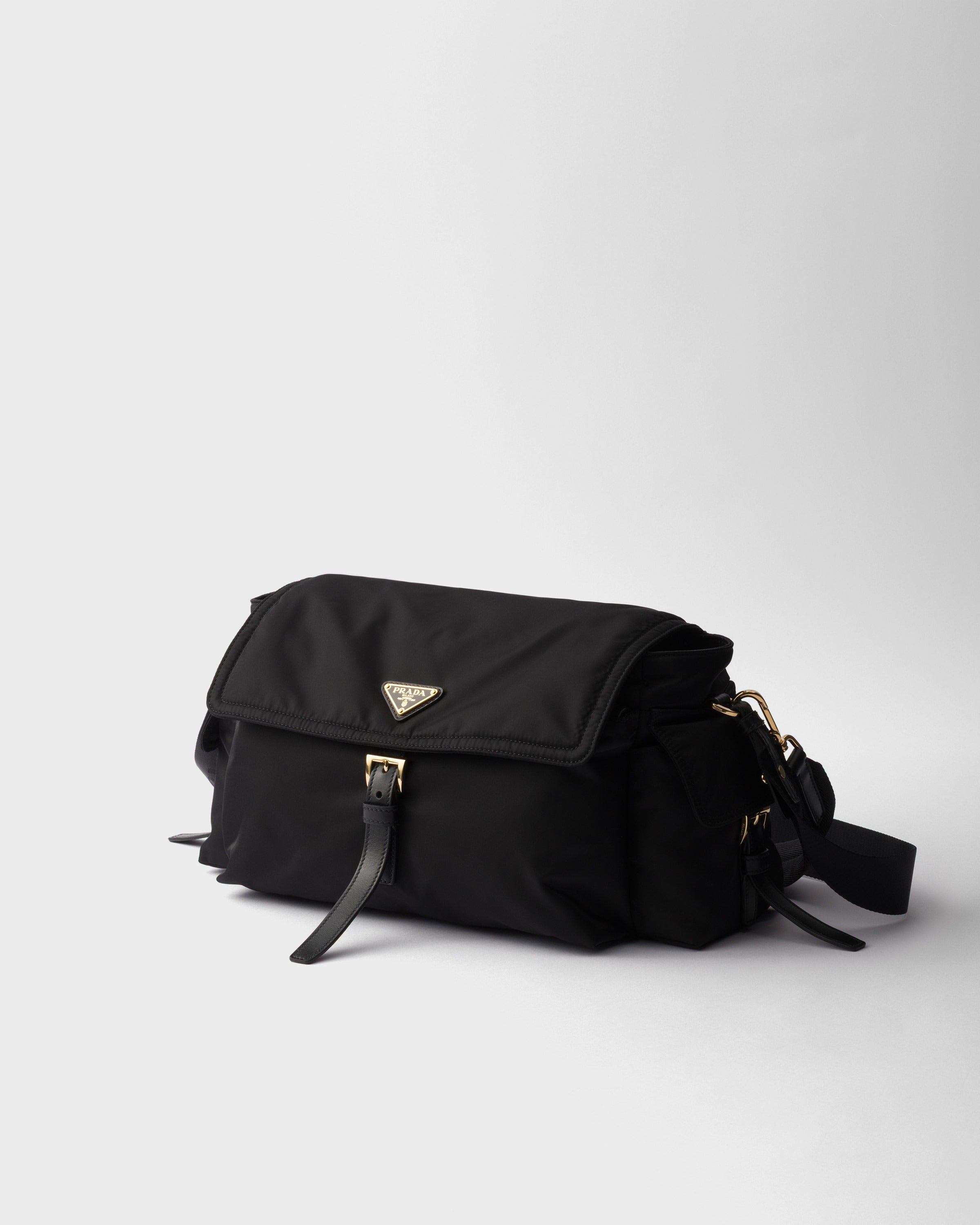 Prada Explore large Re-Nylon shoulder bag with flap Black