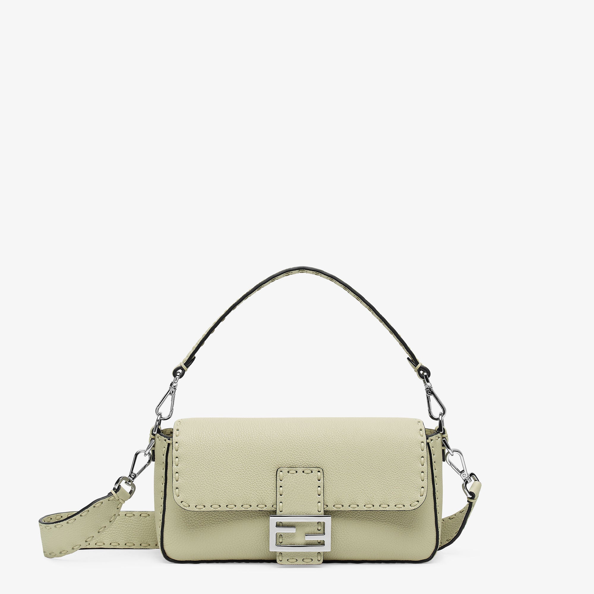 Baguette Sage green Selleria bag with 612 hand-sewn topstitches