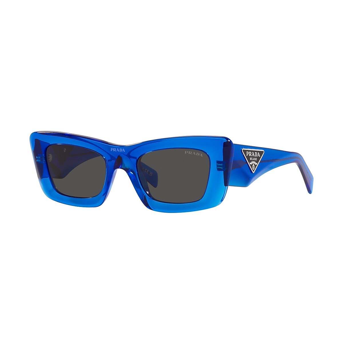 PRADA PR 13ZS Crystal Electric Blue - Women Luxury Sunglasses, Dark Grey Lens