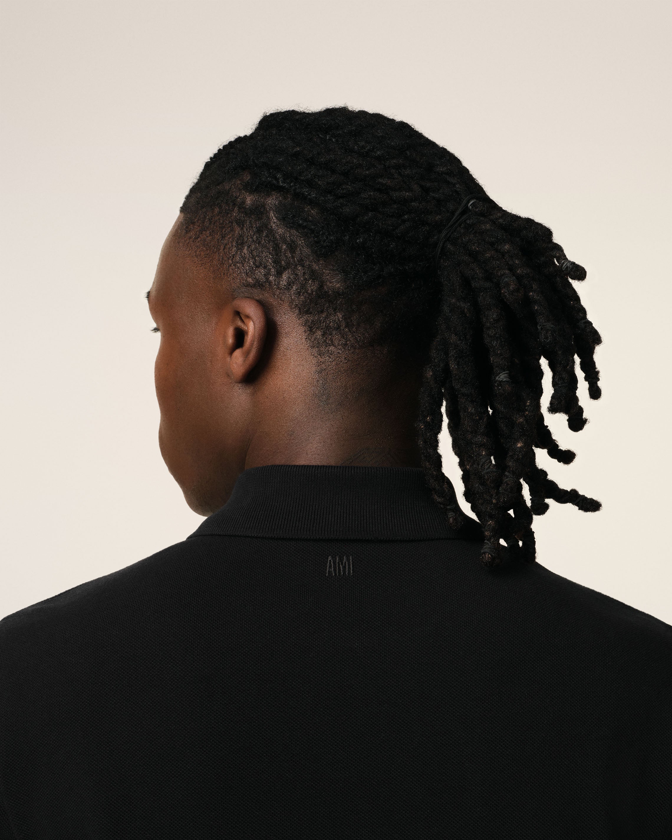 BLACK COTTON AMI DE COEUR POLO SHIRT BLACK