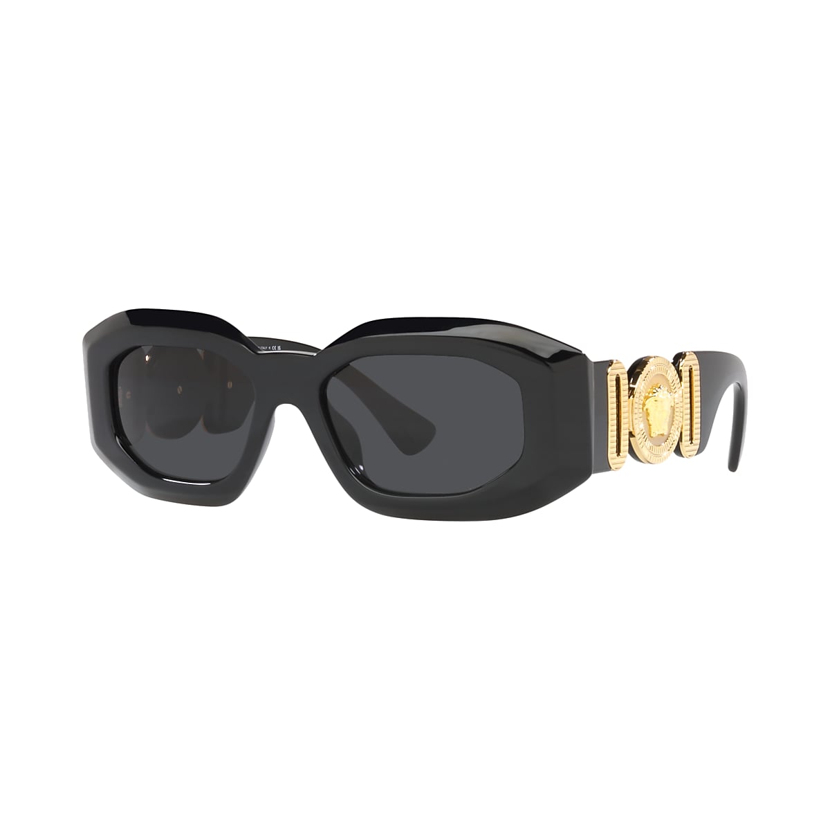 VERSACE VE4425U Black - Men Luxury Sunglasses, Light Grey Mirror Silver 80 Lens