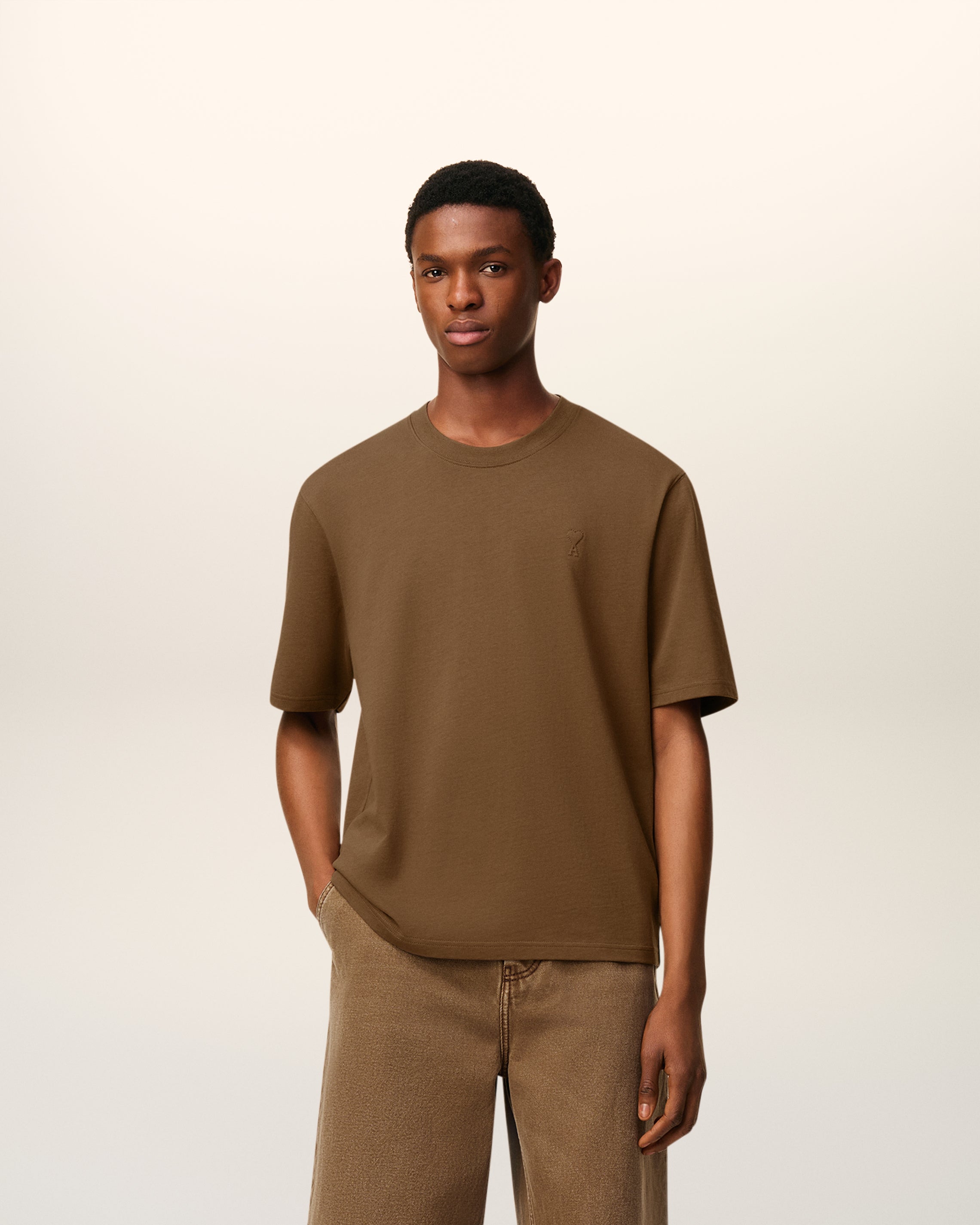 Brown Cotton Ami De Coeur T-shirt HAZELNUT
