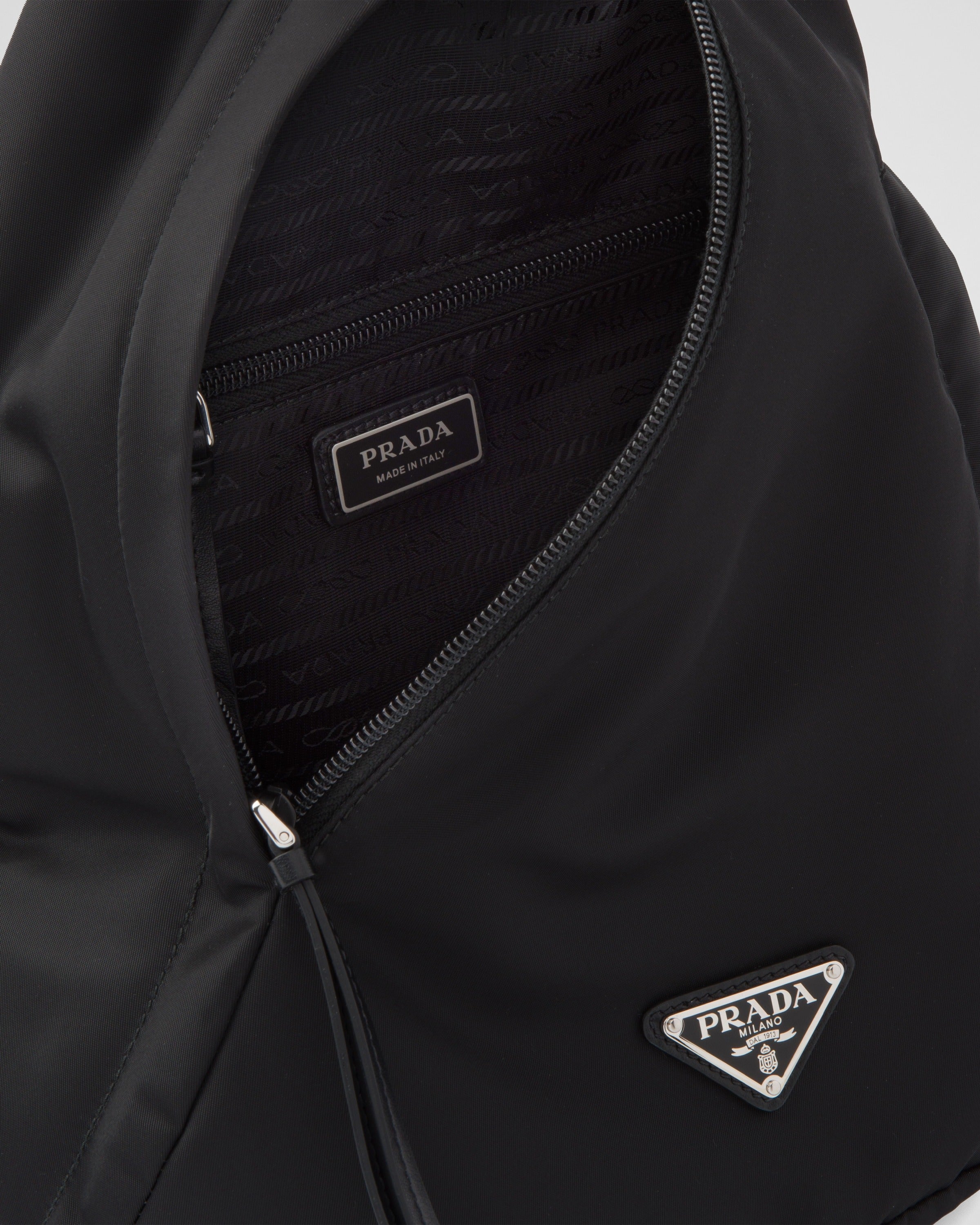Re-Nylon and leather backpack Black