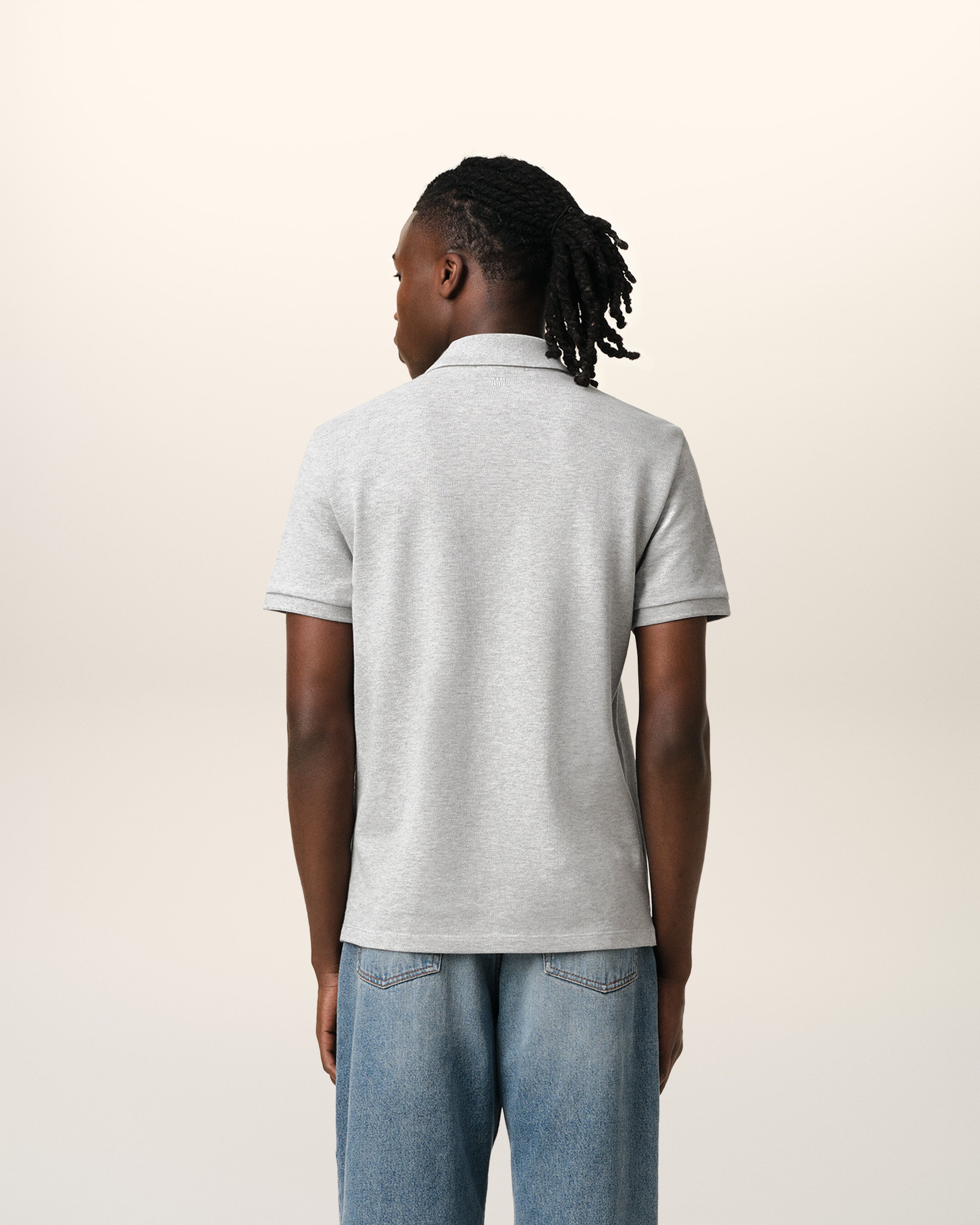 GREY COTTON AMI DE COEUR POLO SHIRT HEATHER ASH GREY