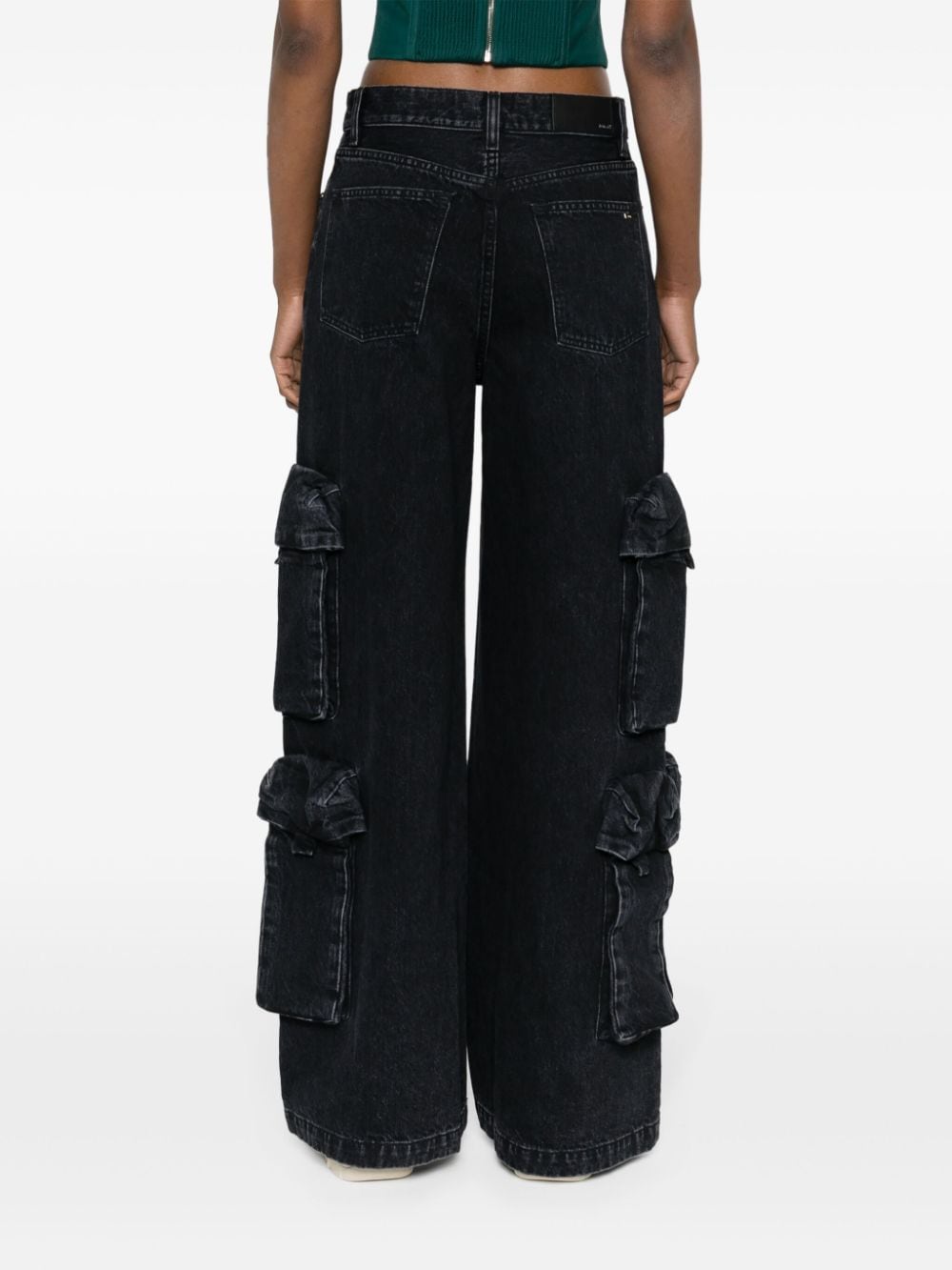 Monogram-plaque wide-leg jeans