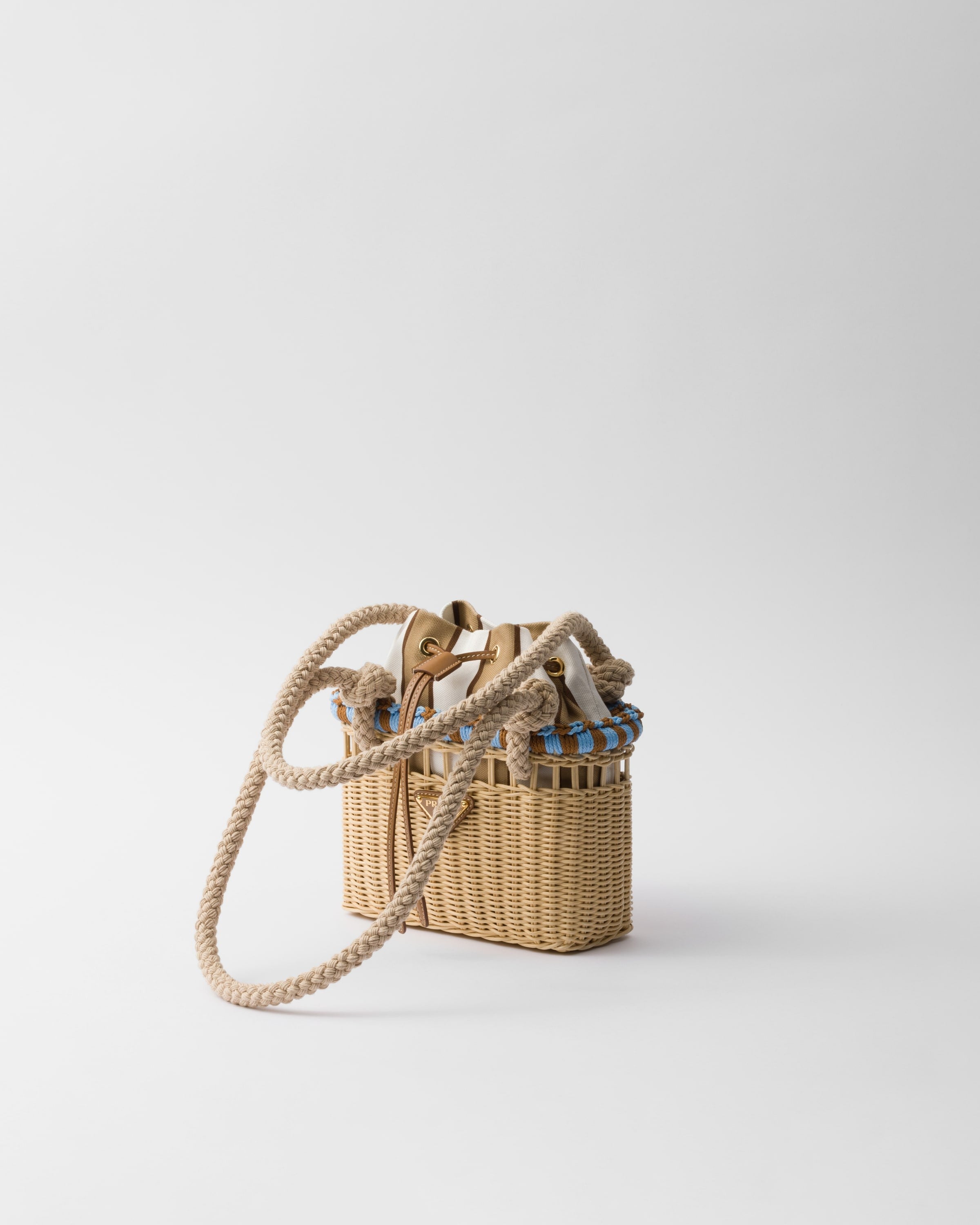 Wicker mini-bag Tan / Light Blue