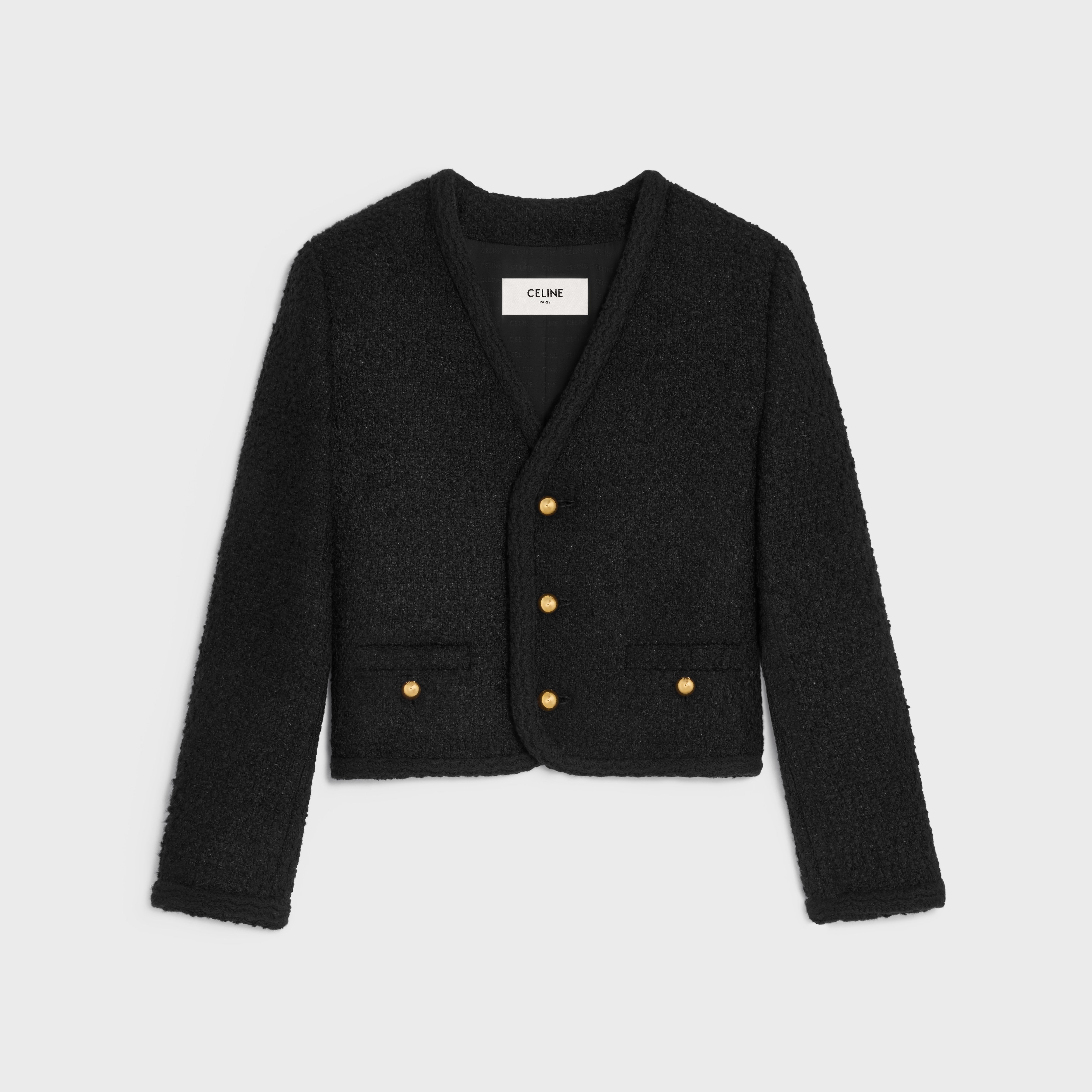 CHASSEUR JACKET IN BOUCLÉ TWEED CASHMERE - BLACK