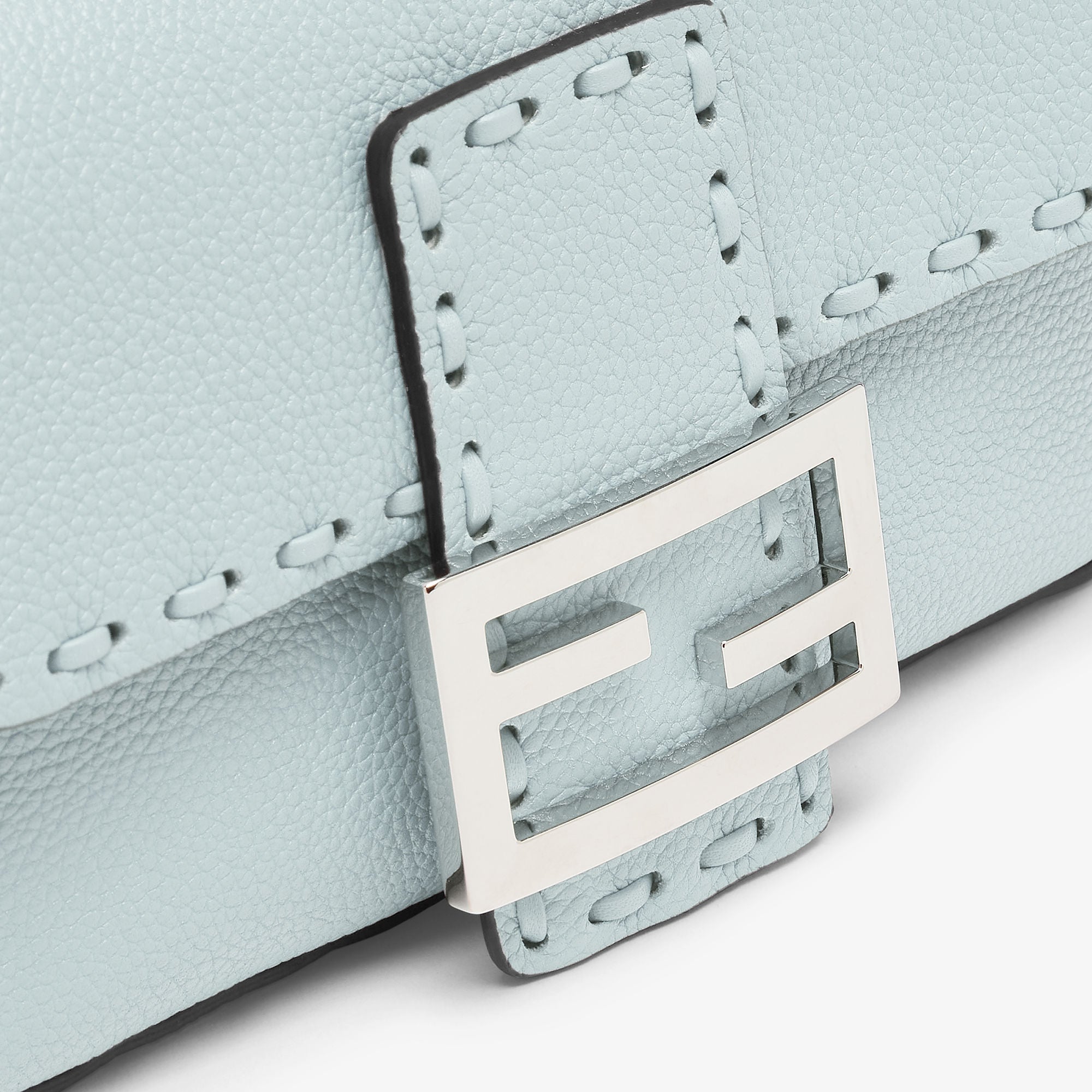 Baguette Mini Light blue Selleria bag with 309 hand-sewn topstitches