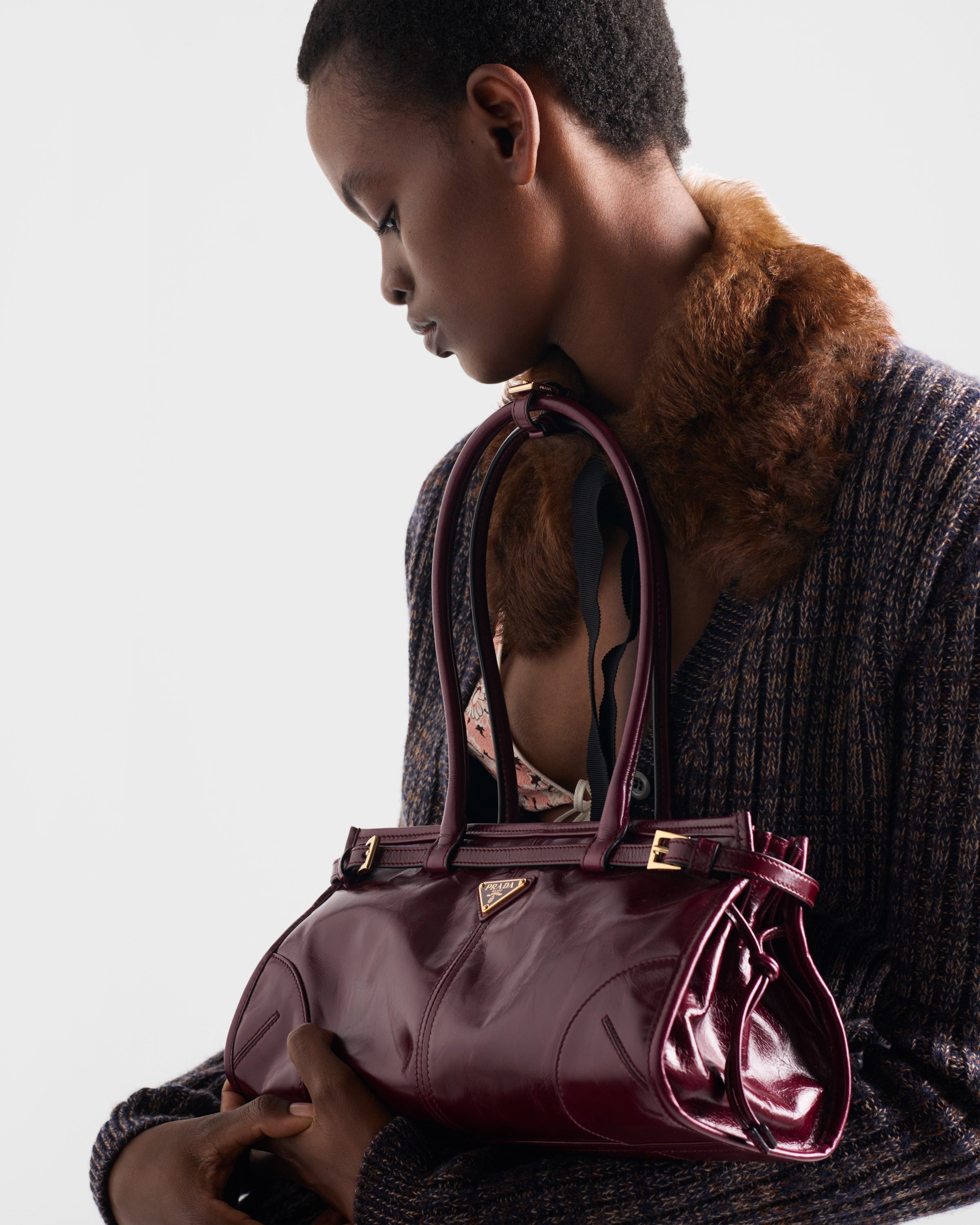 Prada Bonnie medium leather handbag Burgundy