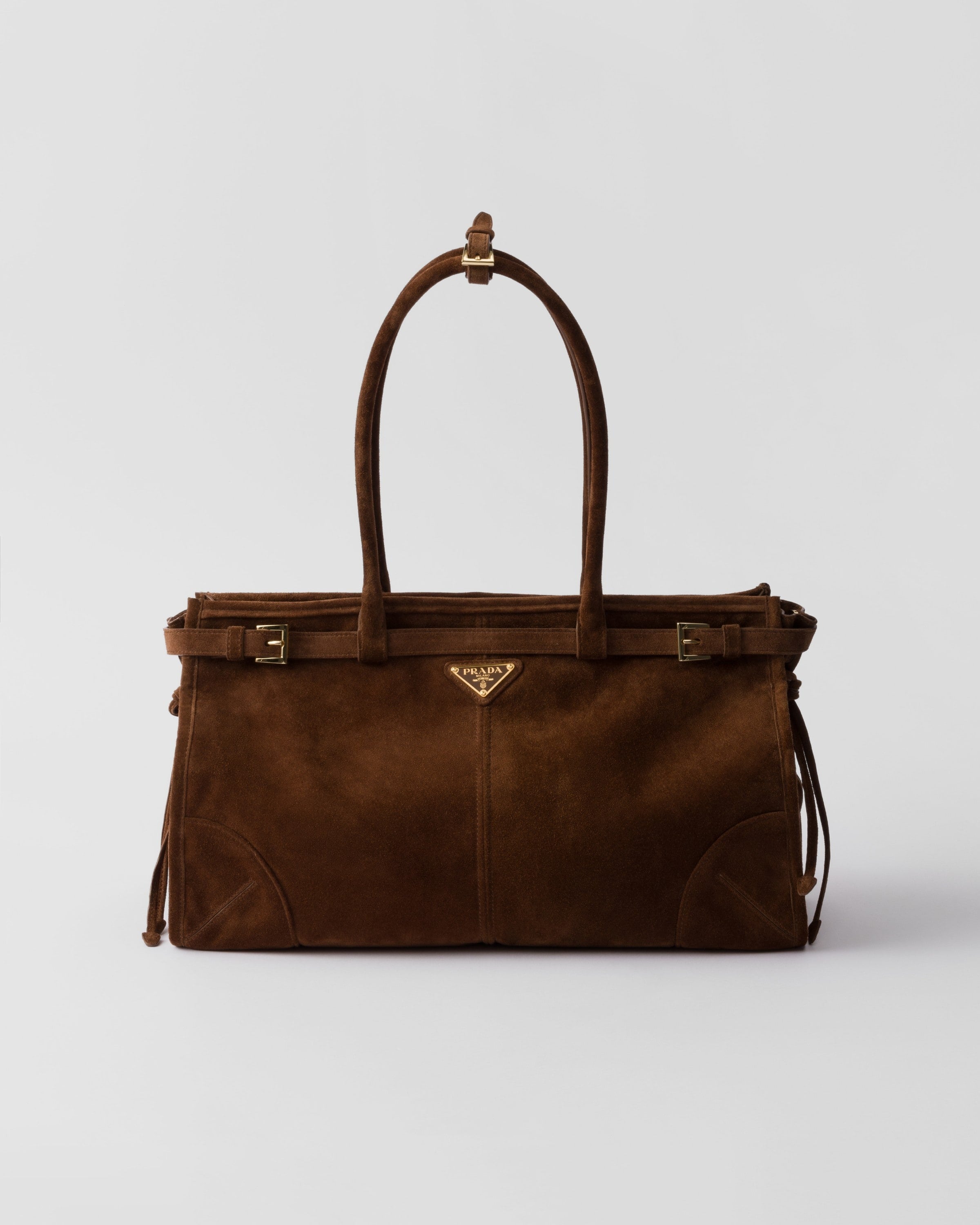 Prada Bonnie large suede handbag Cocoa Brown