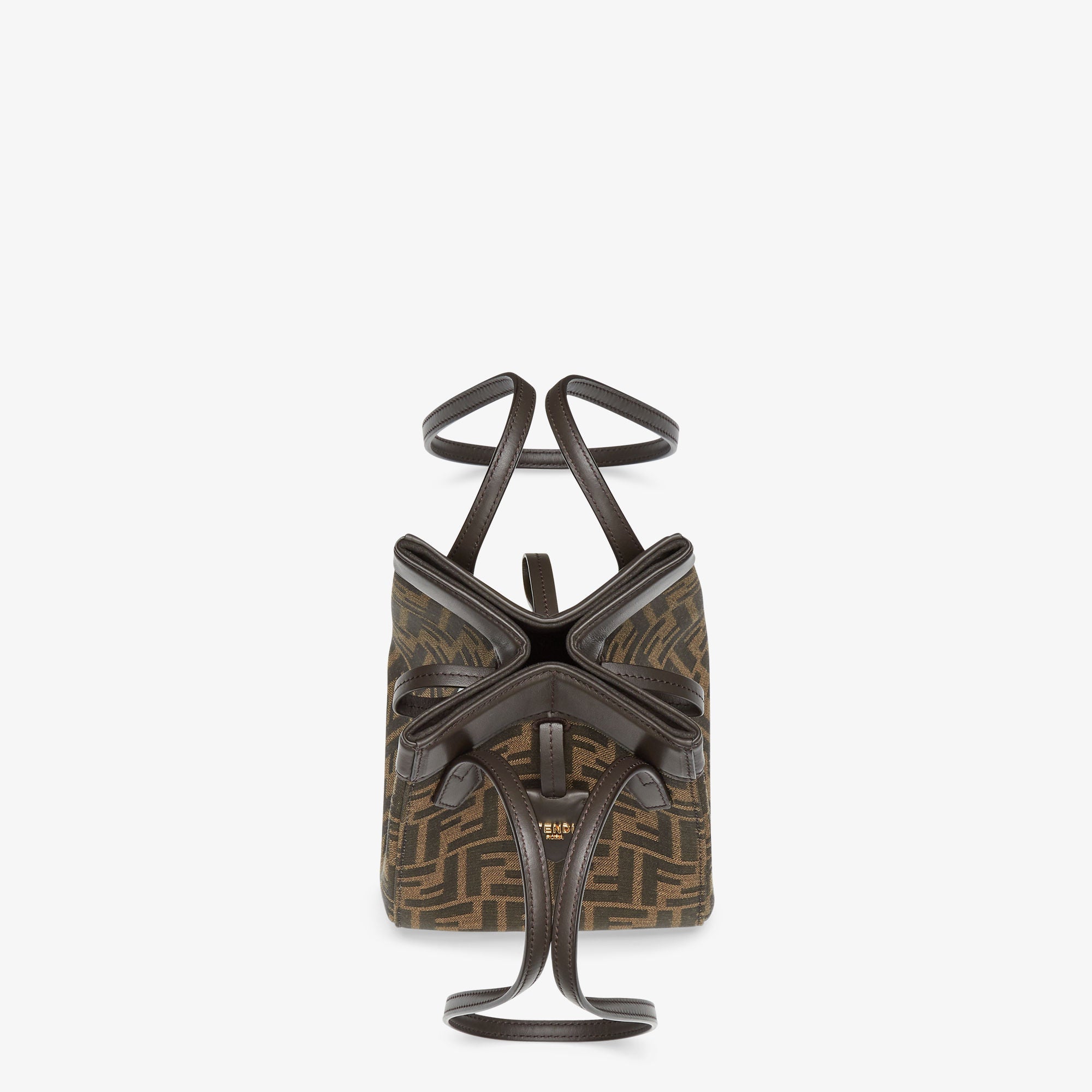 Fendi Origami Mini Brown FF jacquard fabric mini bag that can be transformed